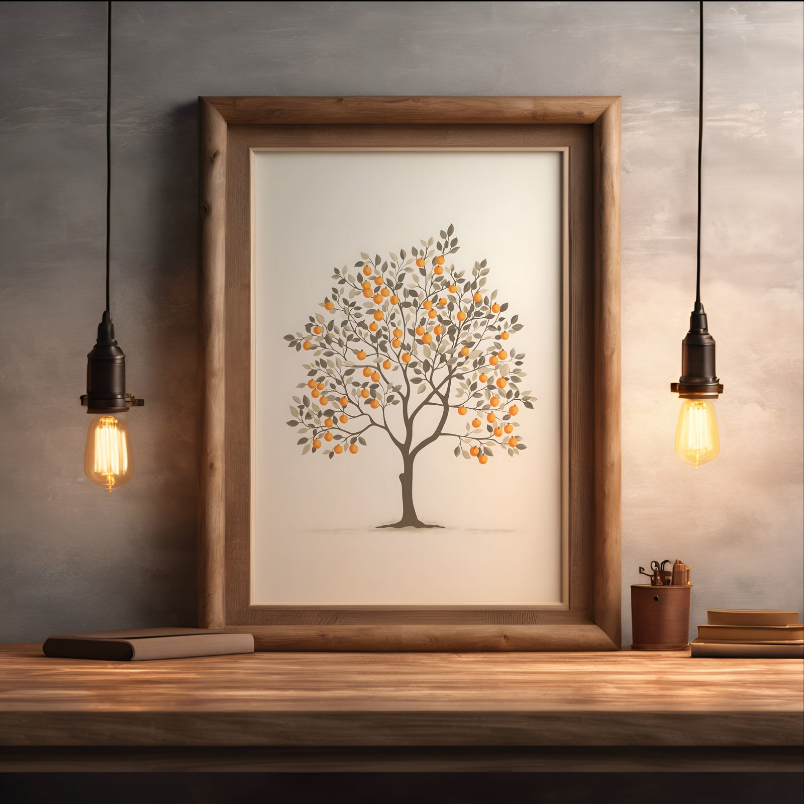 Charming Orange Tree shown in a room — desk mockup
