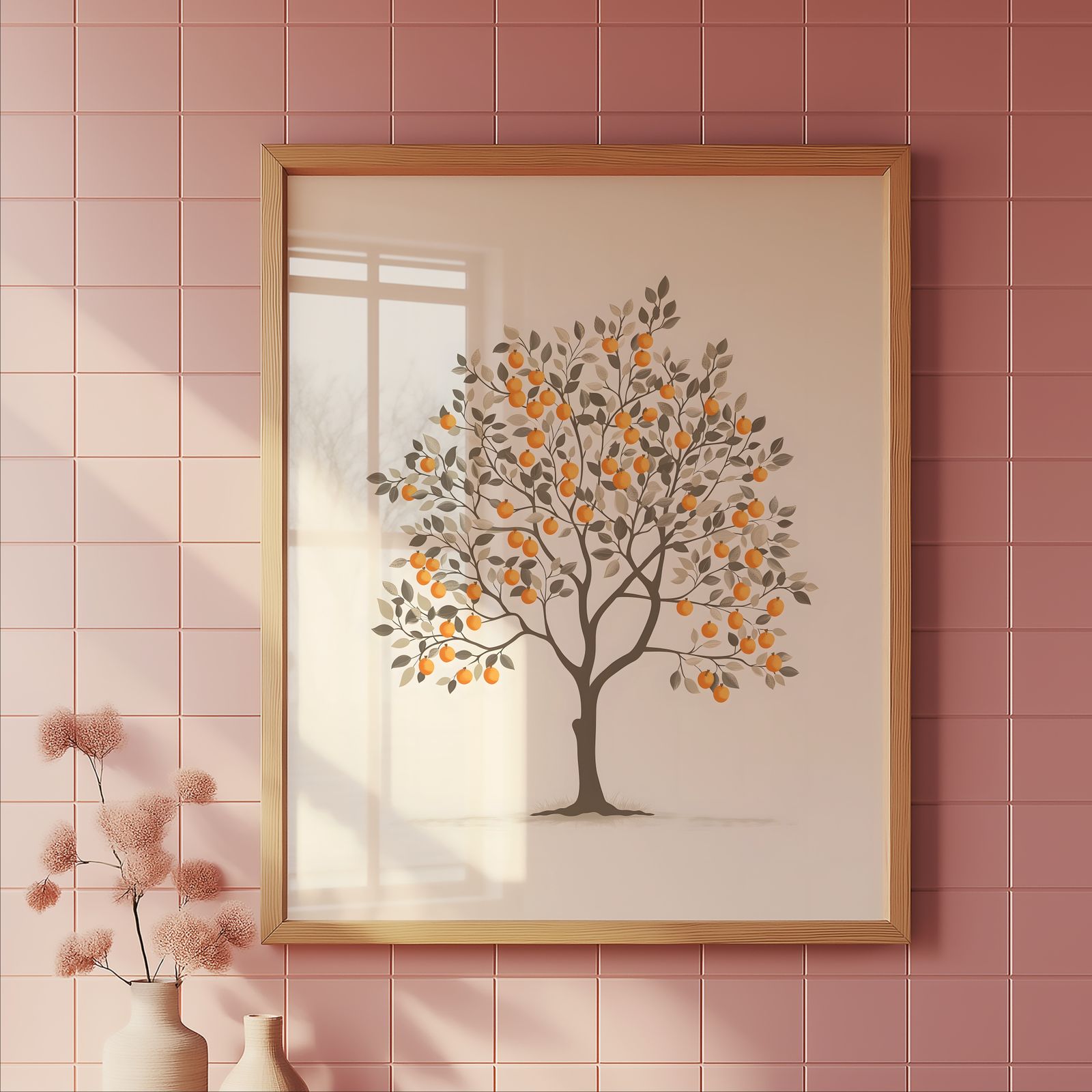 Charming Orange Tree shown in a room — tile mockup