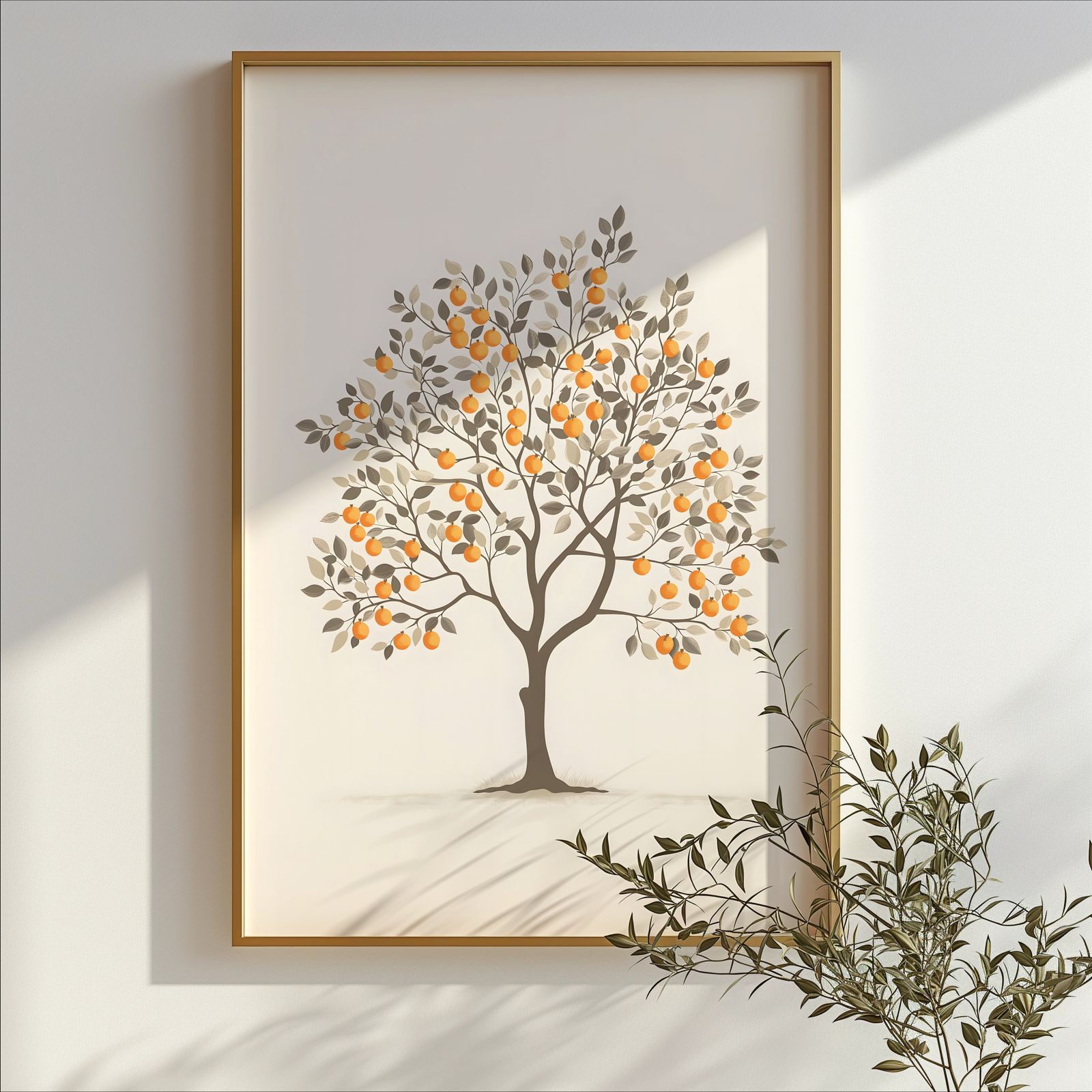 Charming Orange Tree shown in a room — branch mockup
