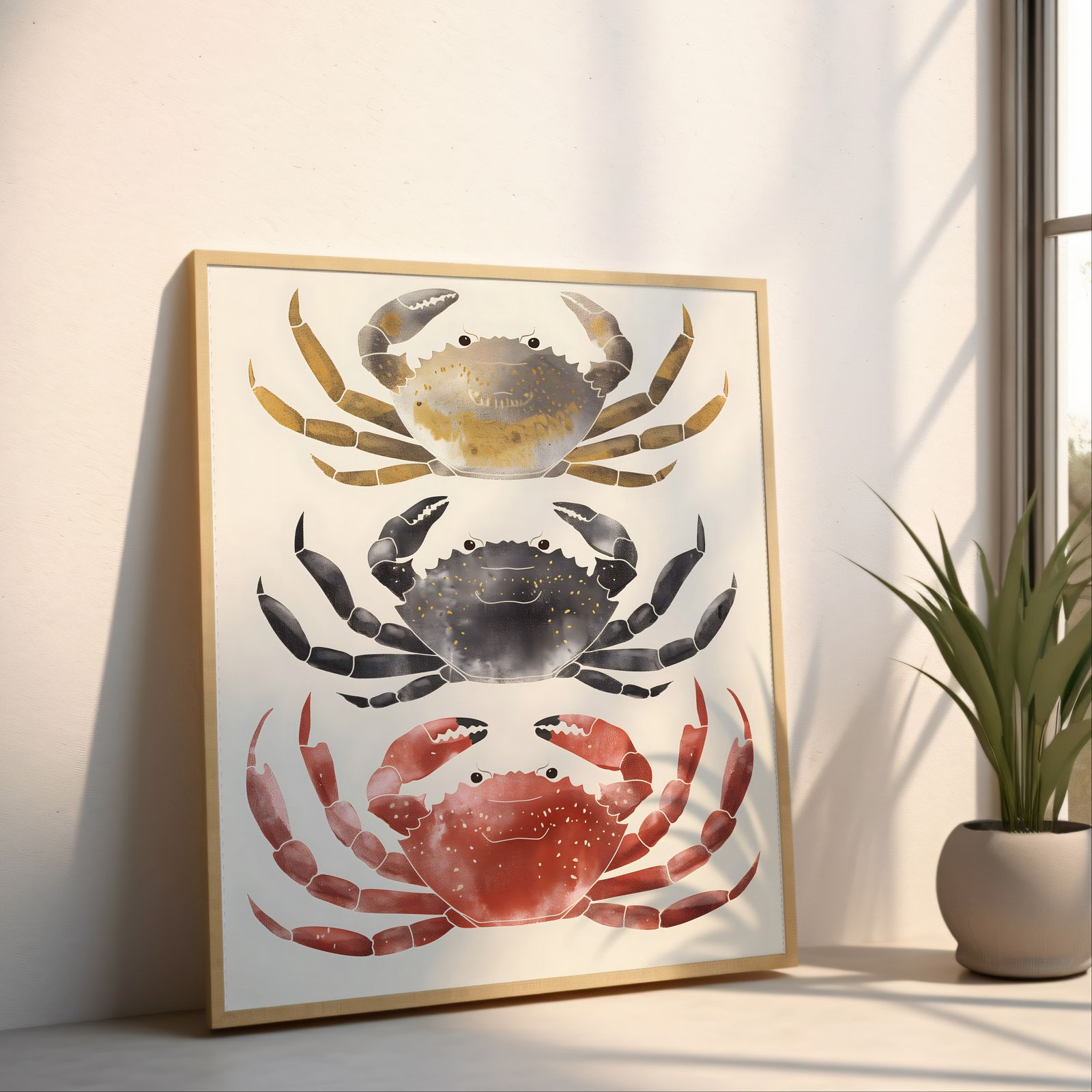 Charming Crabs shown in a room — angled mockup