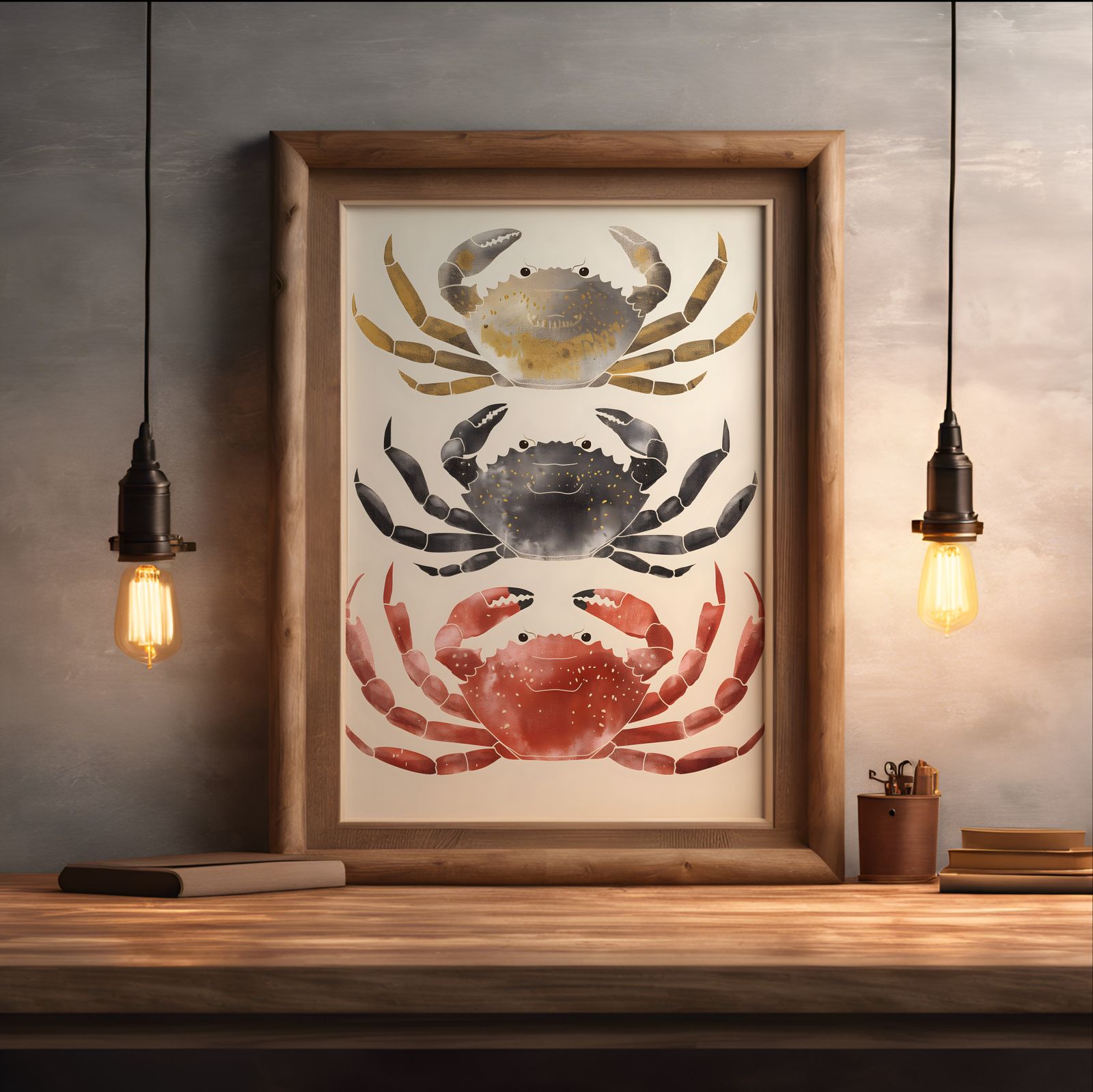 Charming Crabs shown in a room — desk mockup