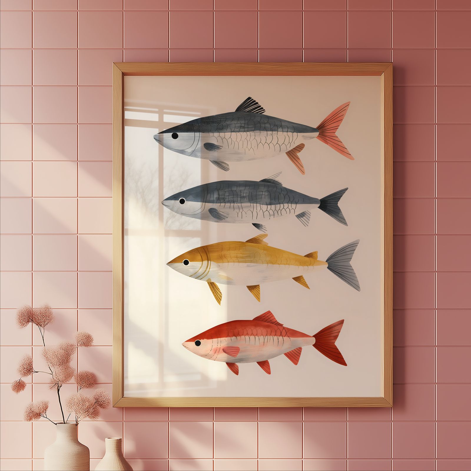 Charming Fish shown in a room — tile mockup