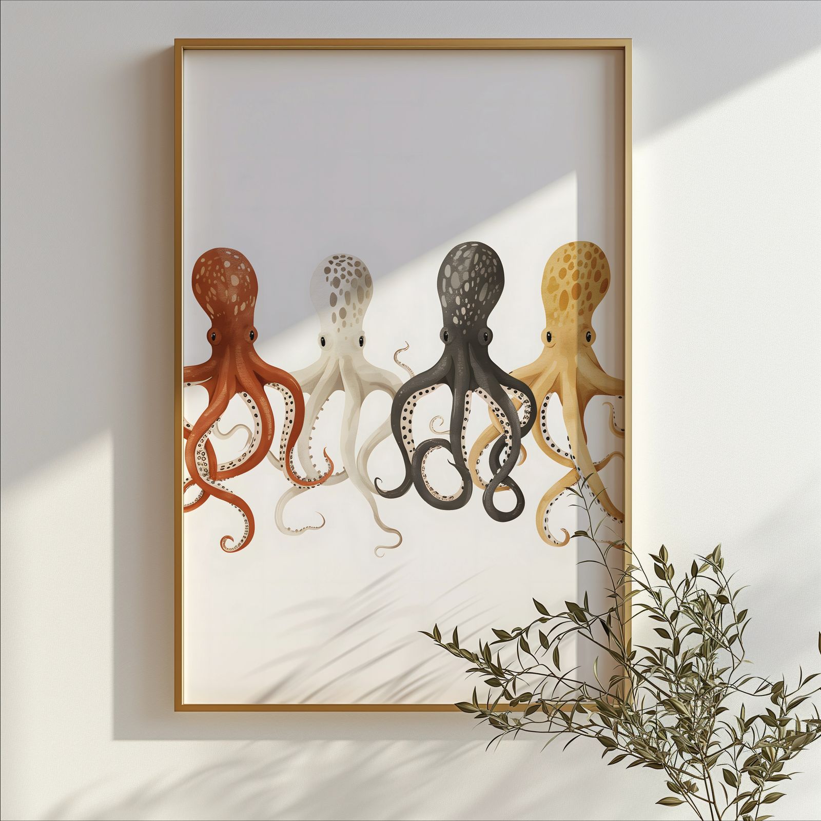 Charming Octopuses shown in a room — branch mockup