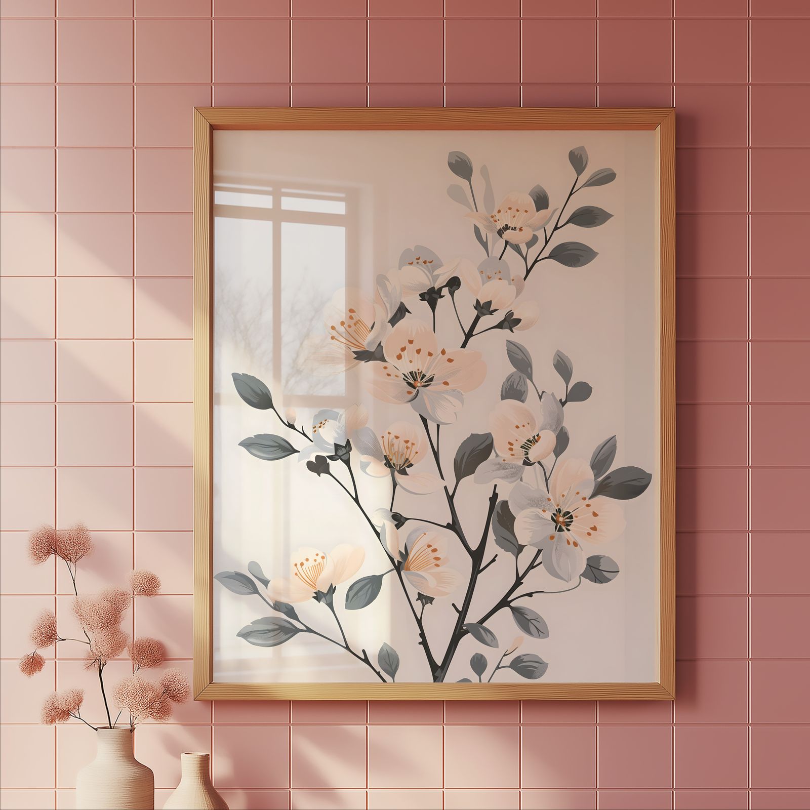 Cherry Blossom Branch shown in a room — tile mockup