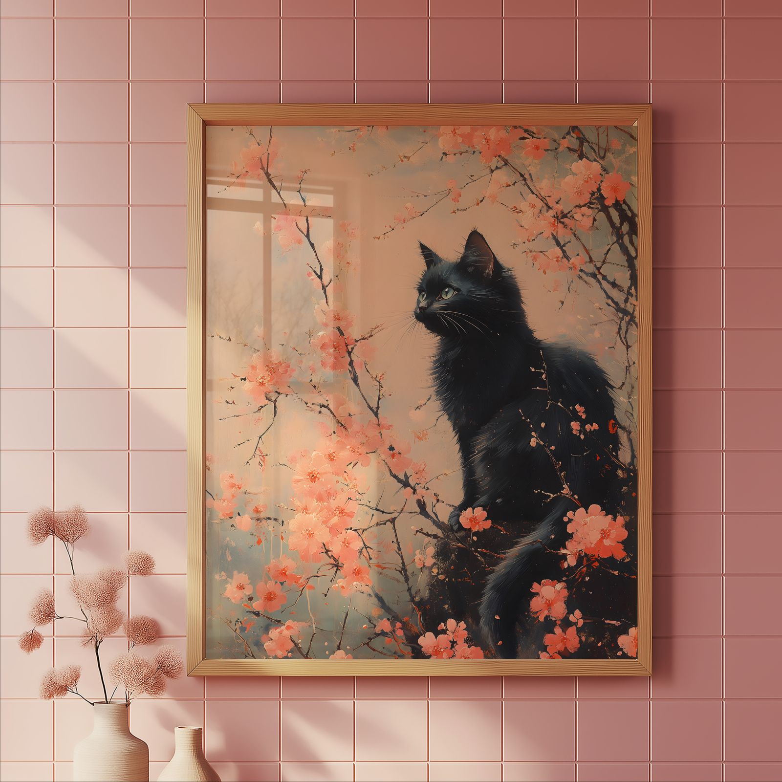 Cherry Blossoms shown in a room — tile mockup