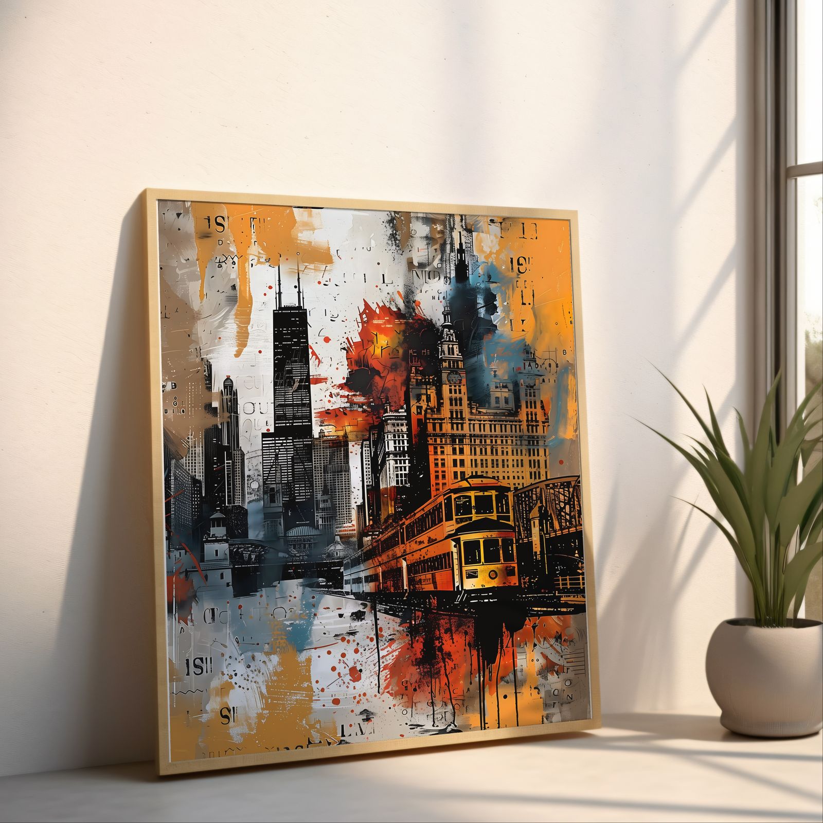 Chicago shown in a room — angled mockup