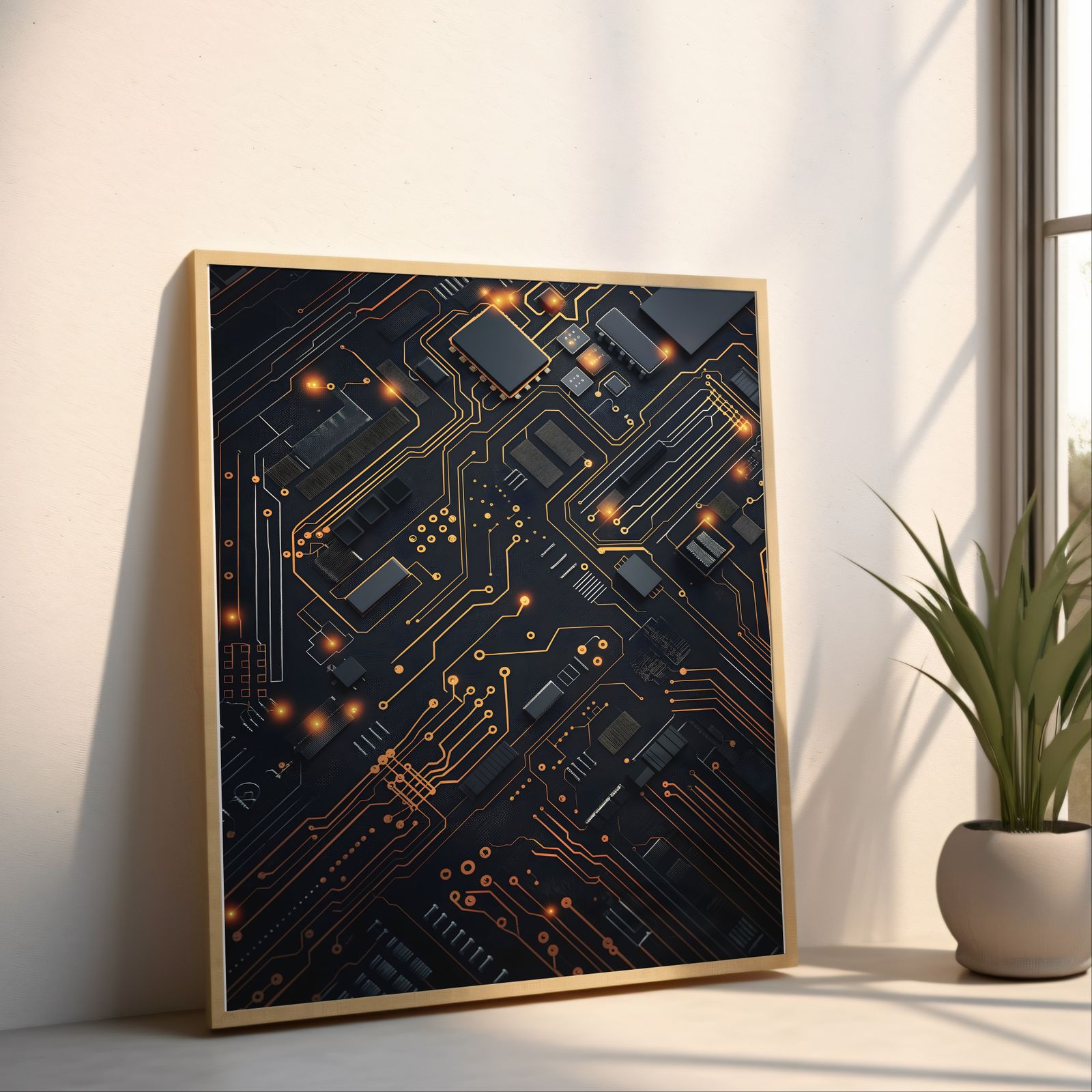 Circuit Board shown in a room — angled mockup