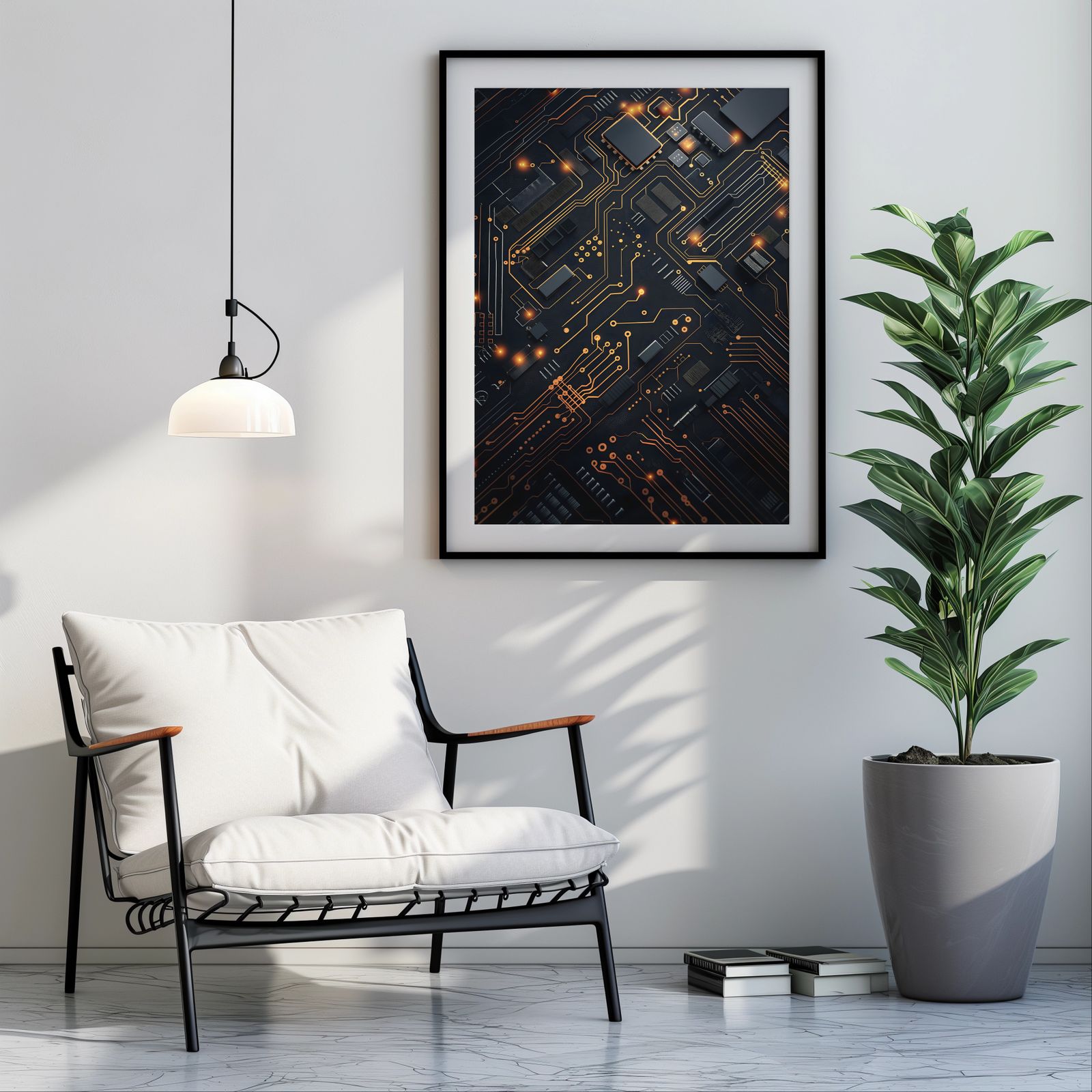 Circuit Board shown in a room — room mockup