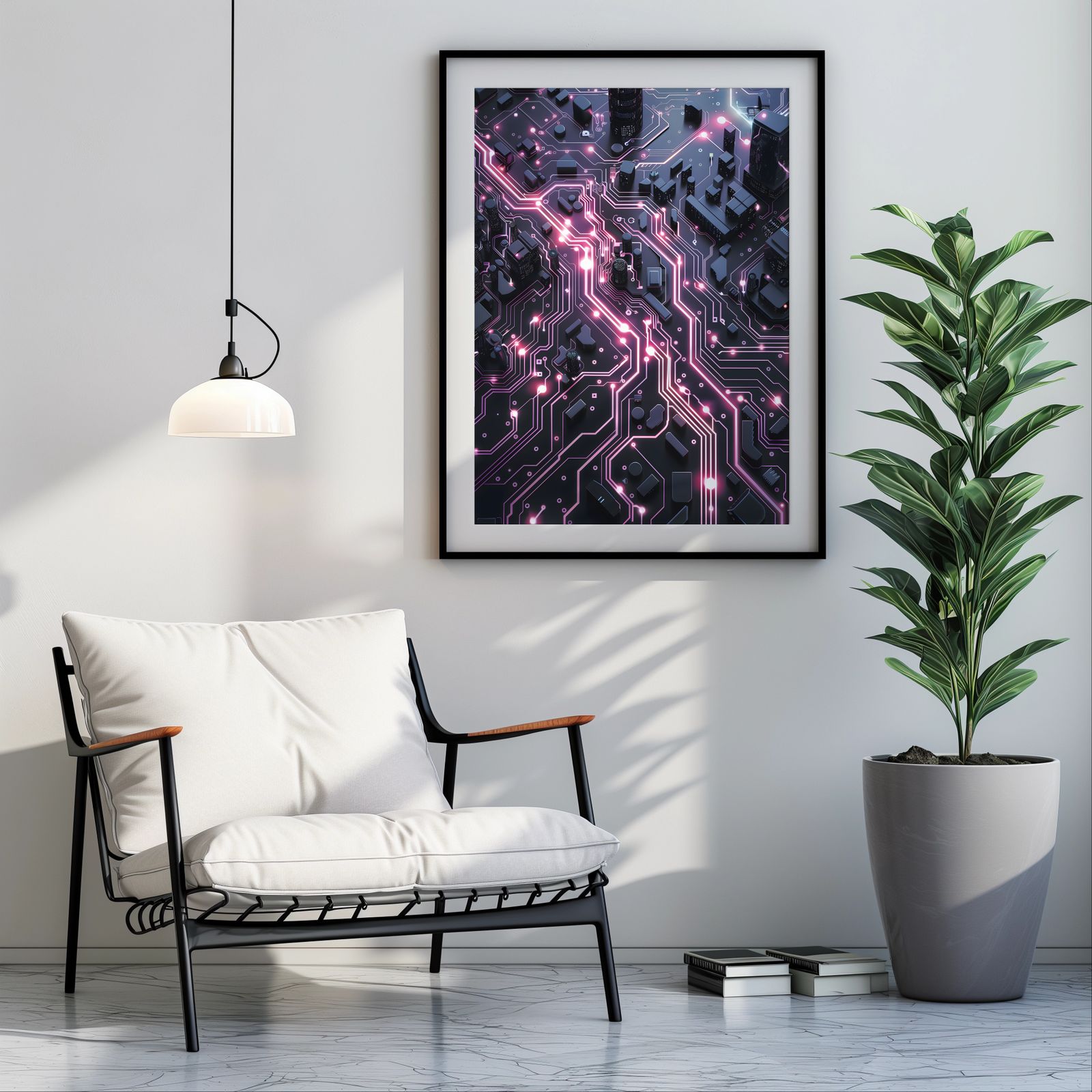 Circuits in Black and Pink shown in a room — room mockup