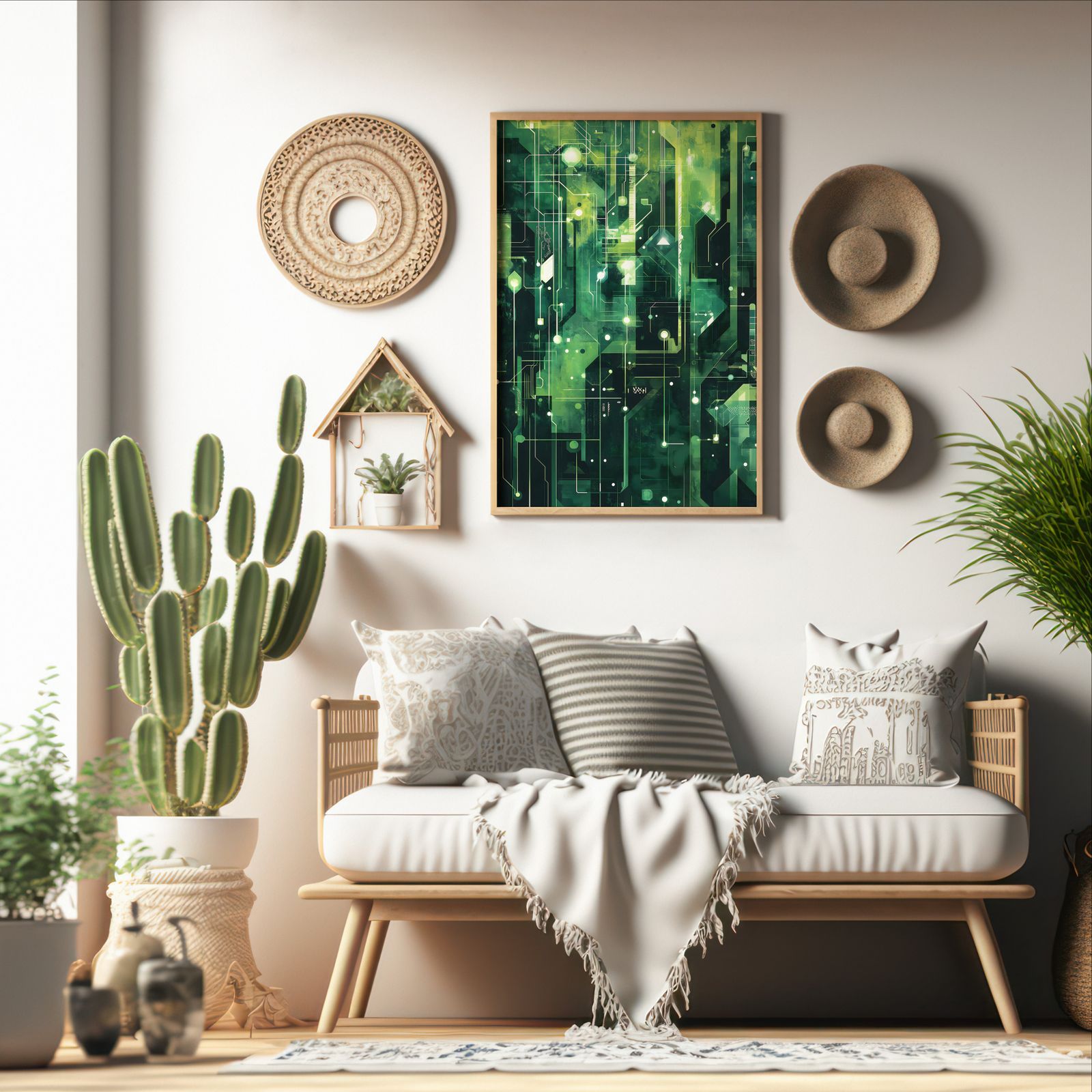 Circuits in Jade shown in a room — boho mockup