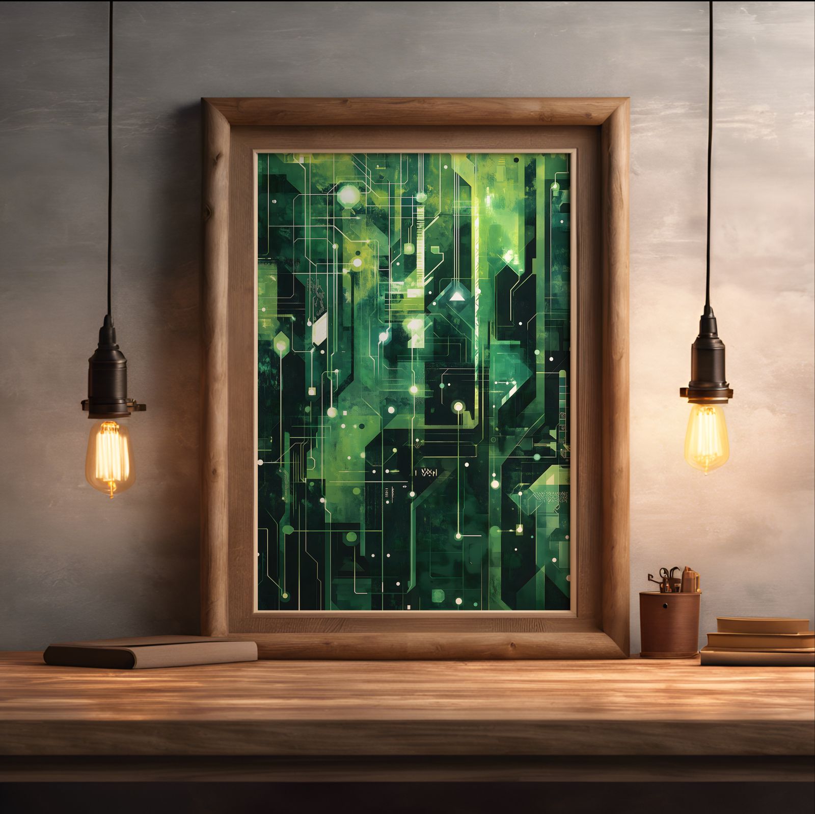 Circuits in Jade shown in a room — desk mockup