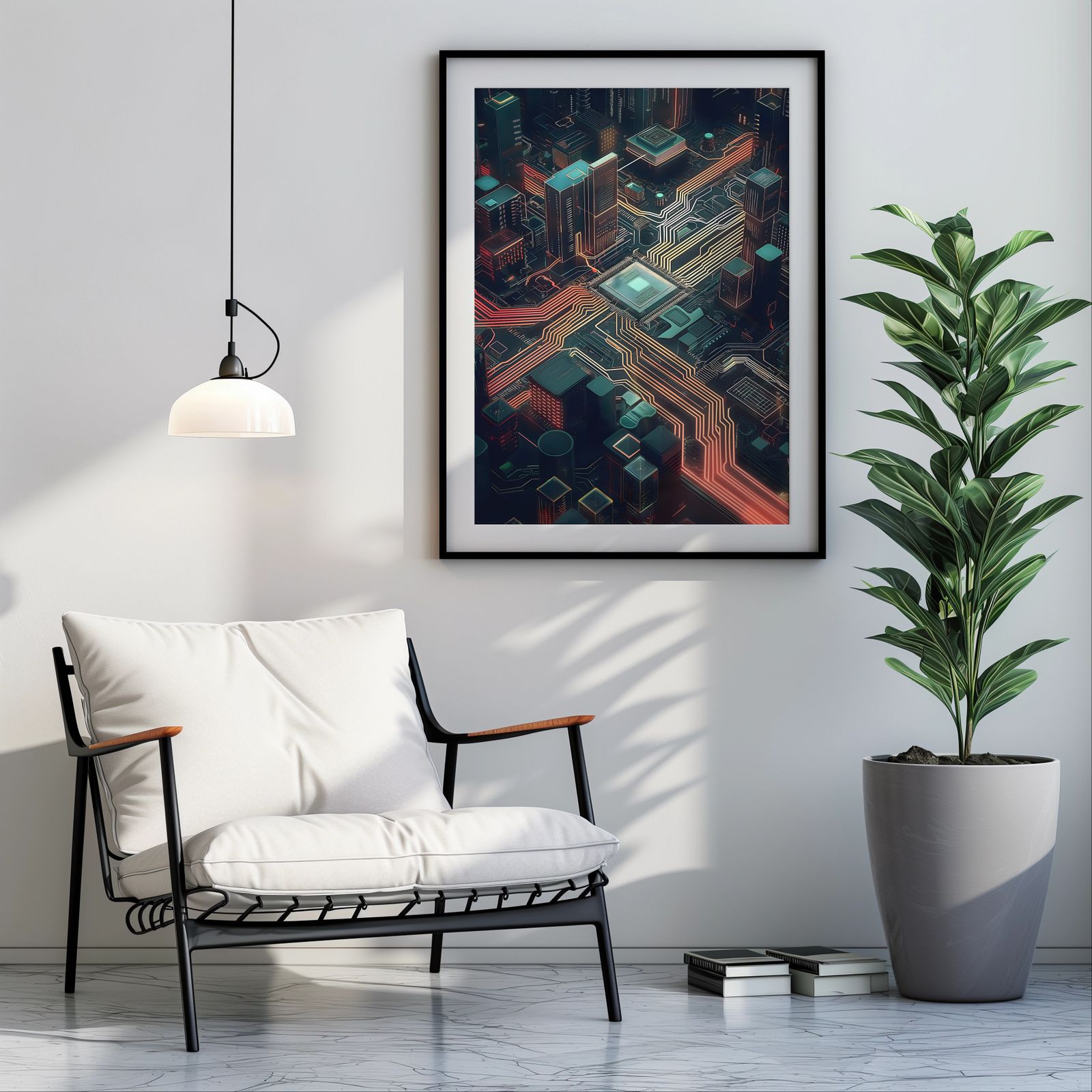 City of Circuits shown in a room — room mockup