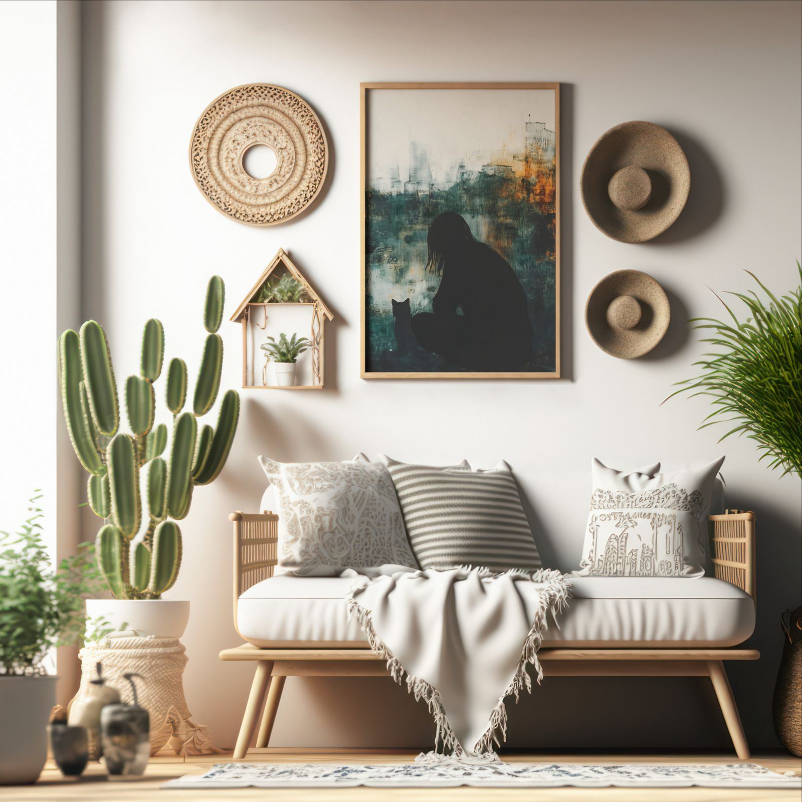 City Silence shown in a room — boho mockup