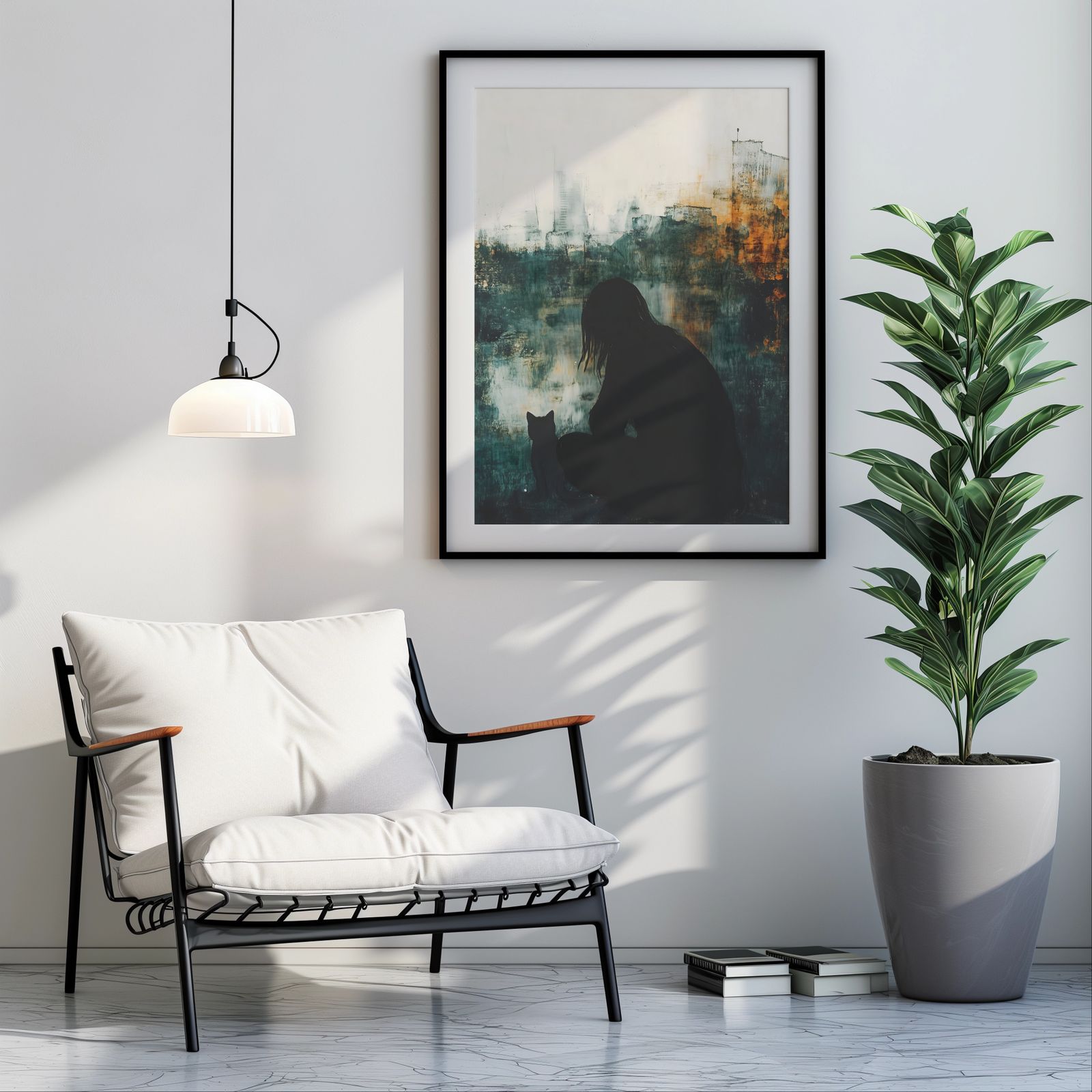 City Silence shown in a room — room mockup