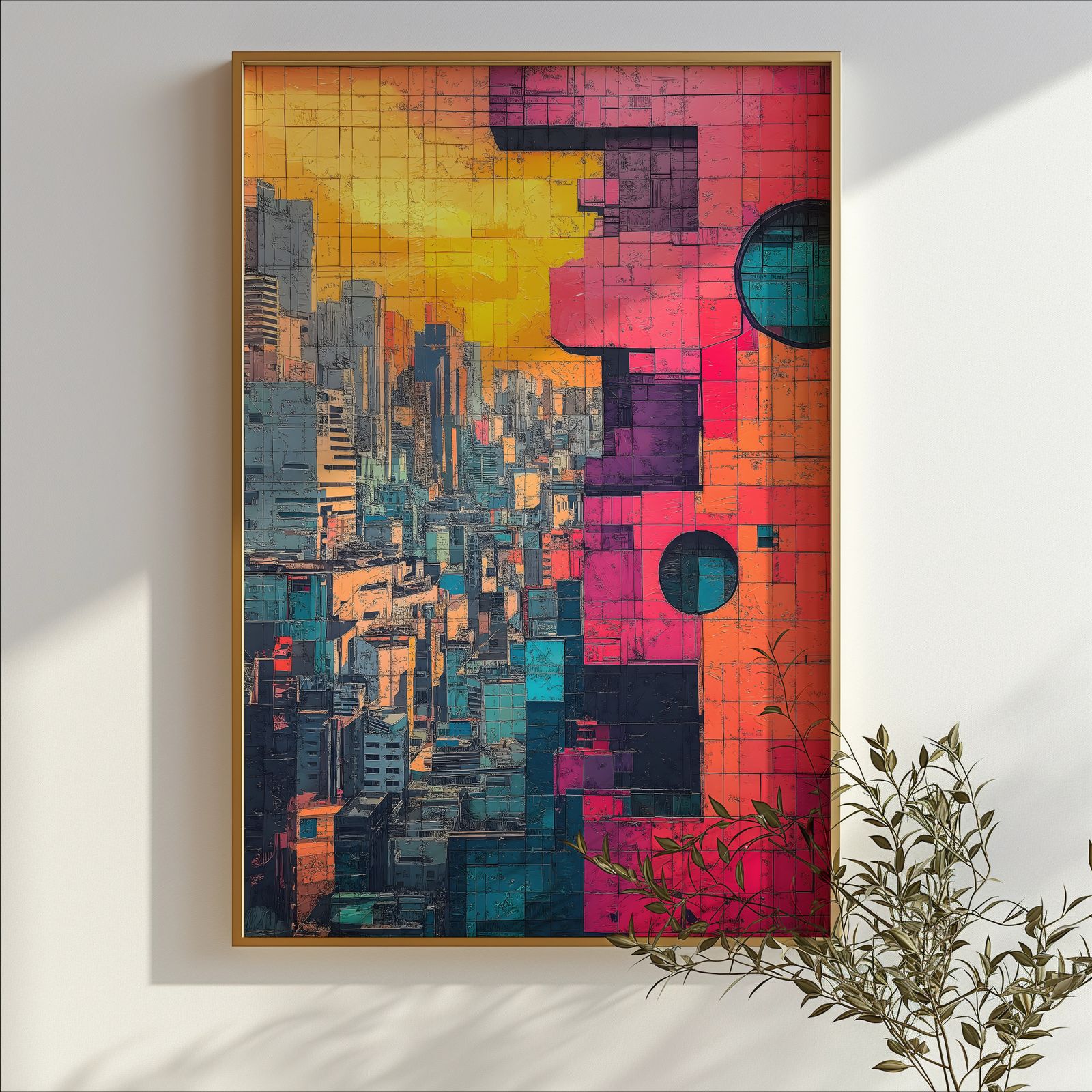 City Sunset shown in a room — branch mockup