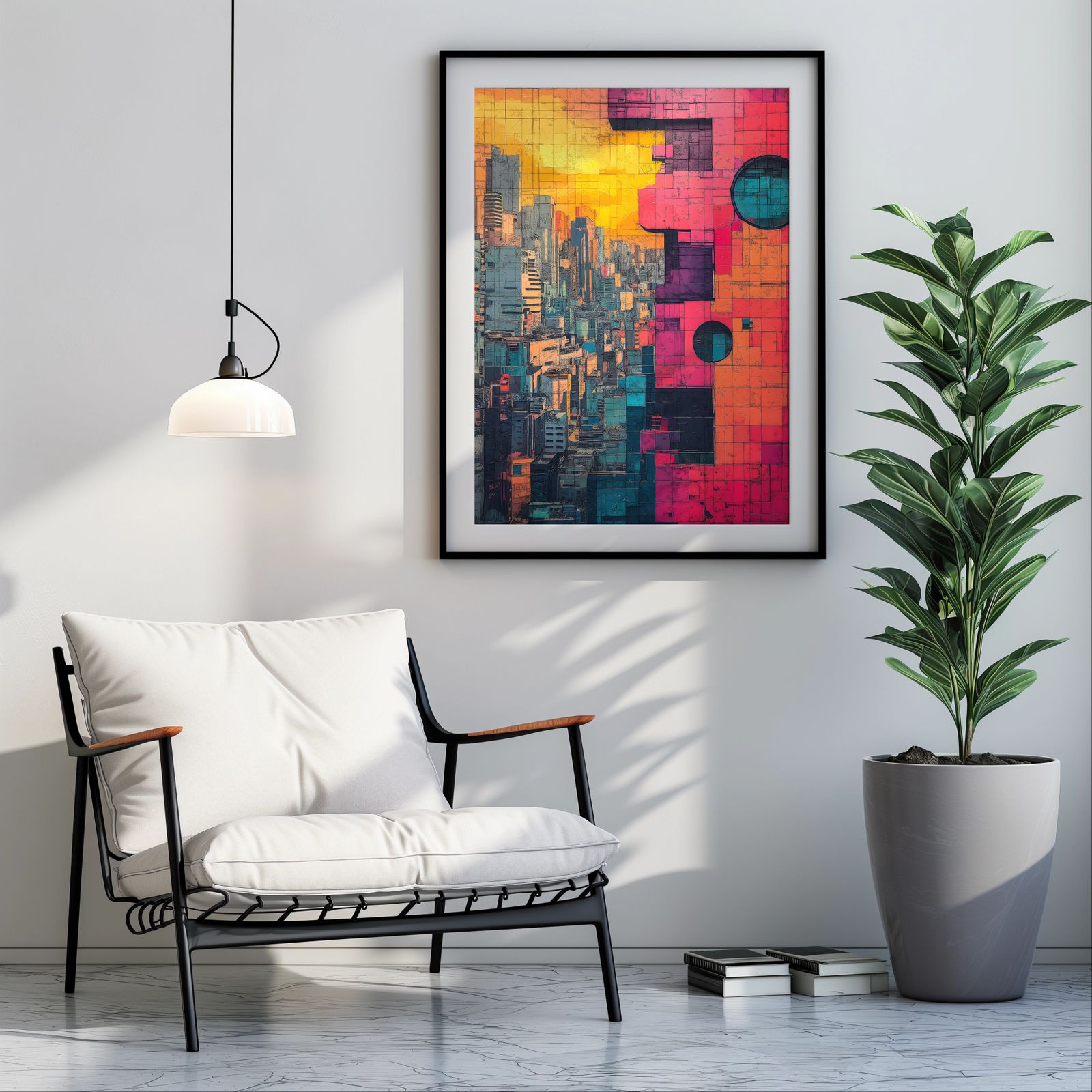 City Sunset shown in a room — room mockup