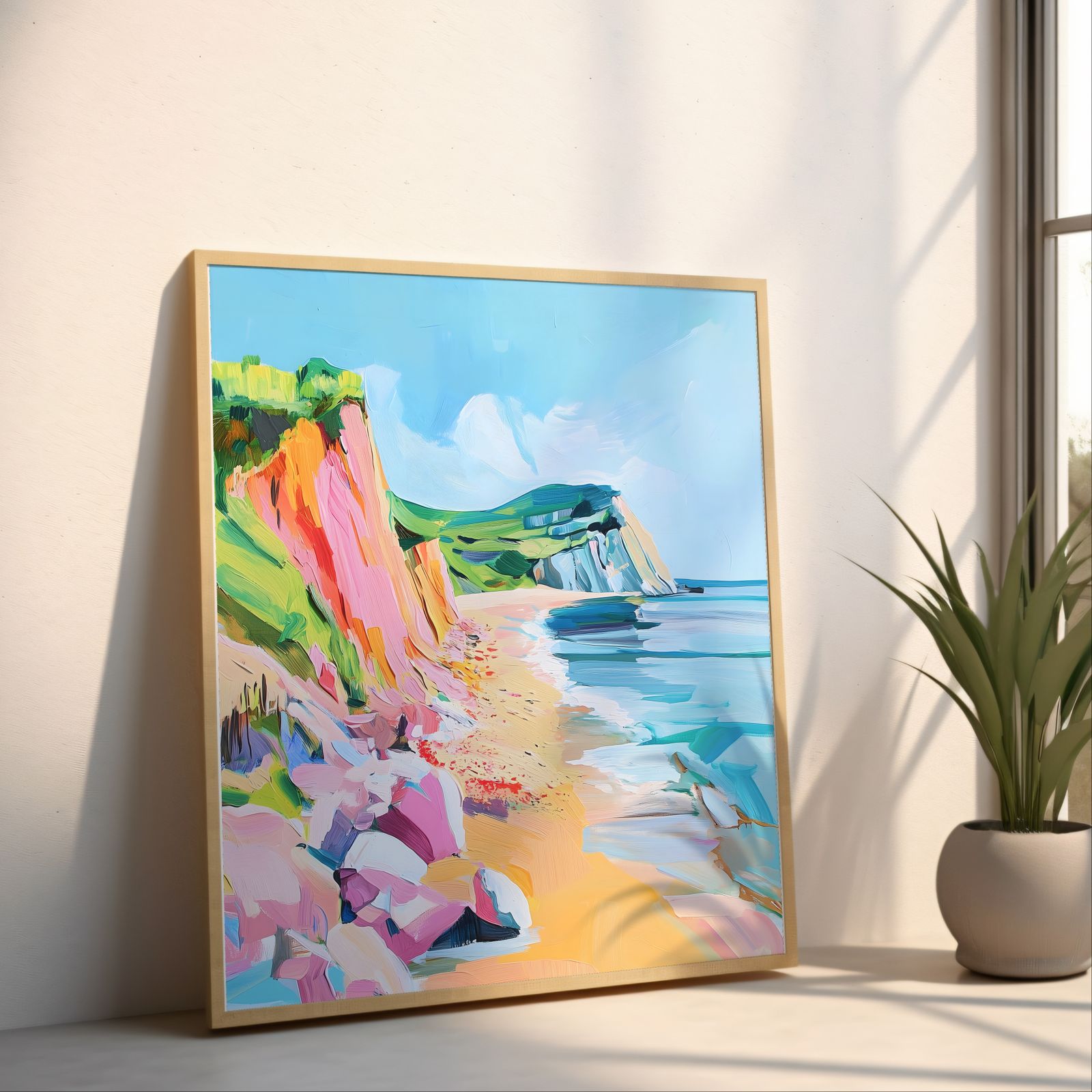 Coast in Summer shown in a room — angled mockup