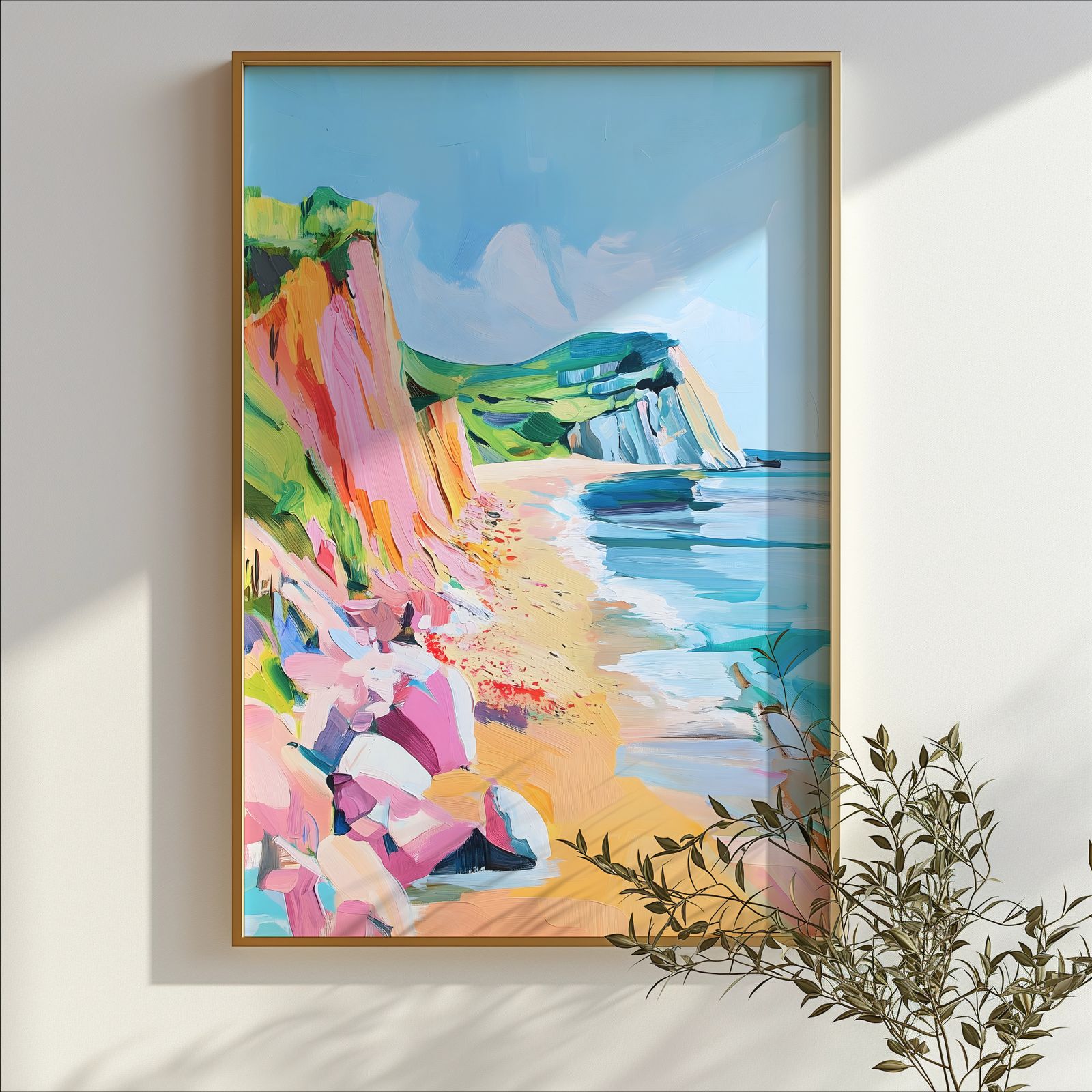 Coast in Summer shown in a room — branch mockup