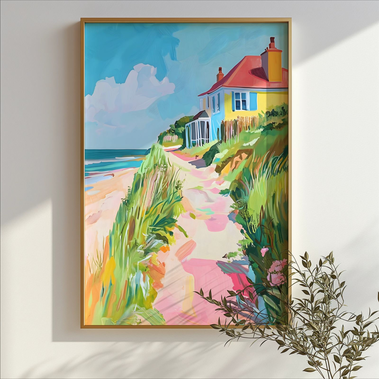 Coastal Summer House shown in a room — branch mockup