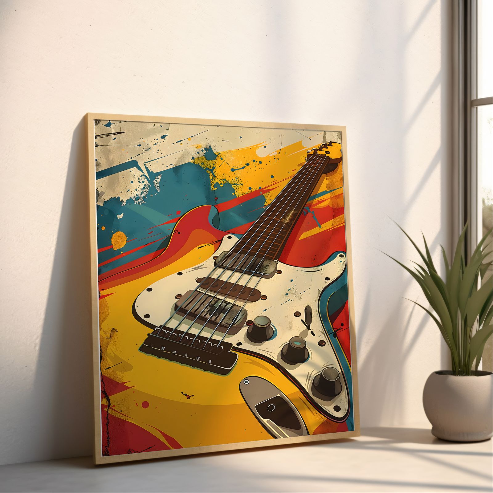 Soundcheck: Electric Guitar shown in a room — angled mockup