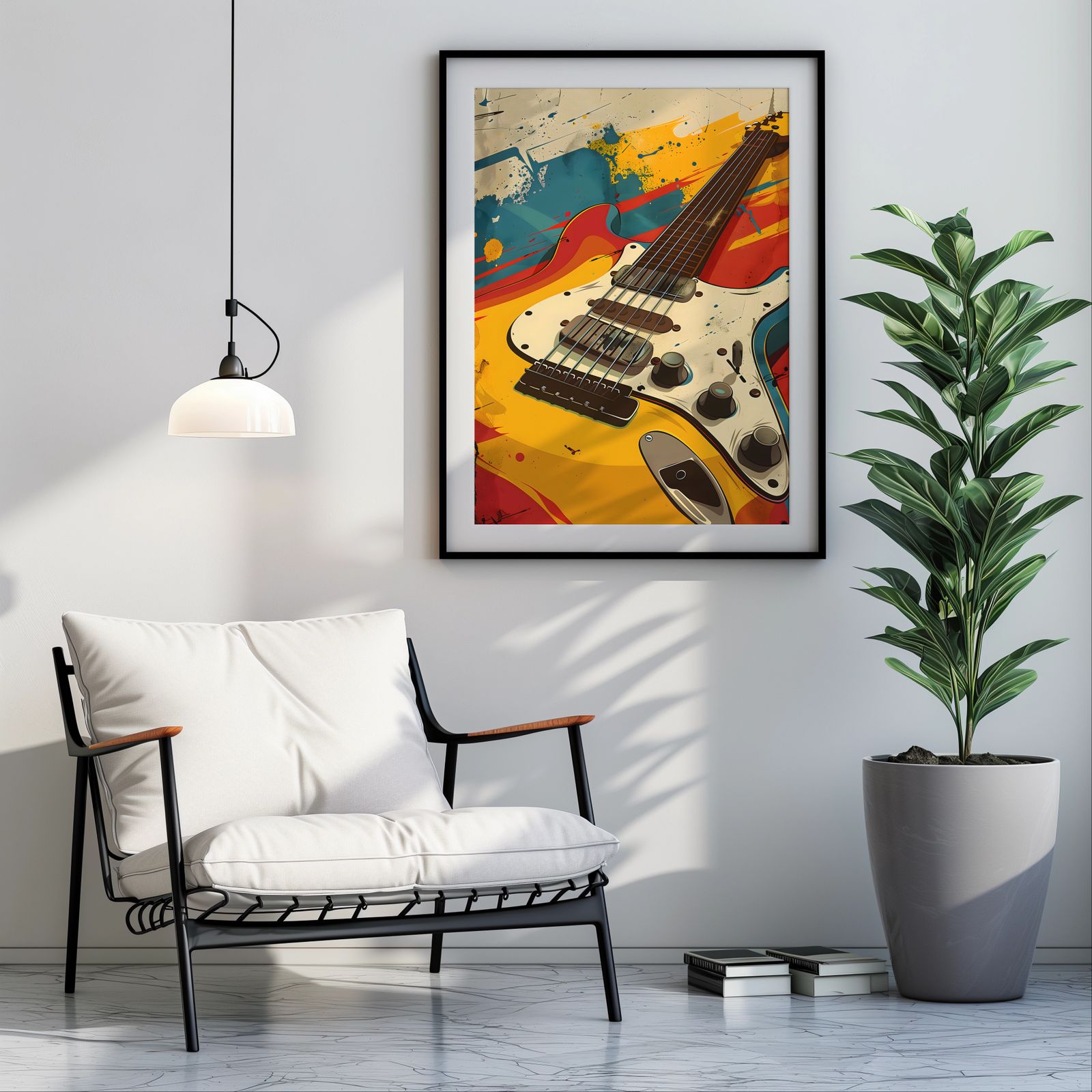 Soundcheck: Electric Guitar shown in a room — room mockup