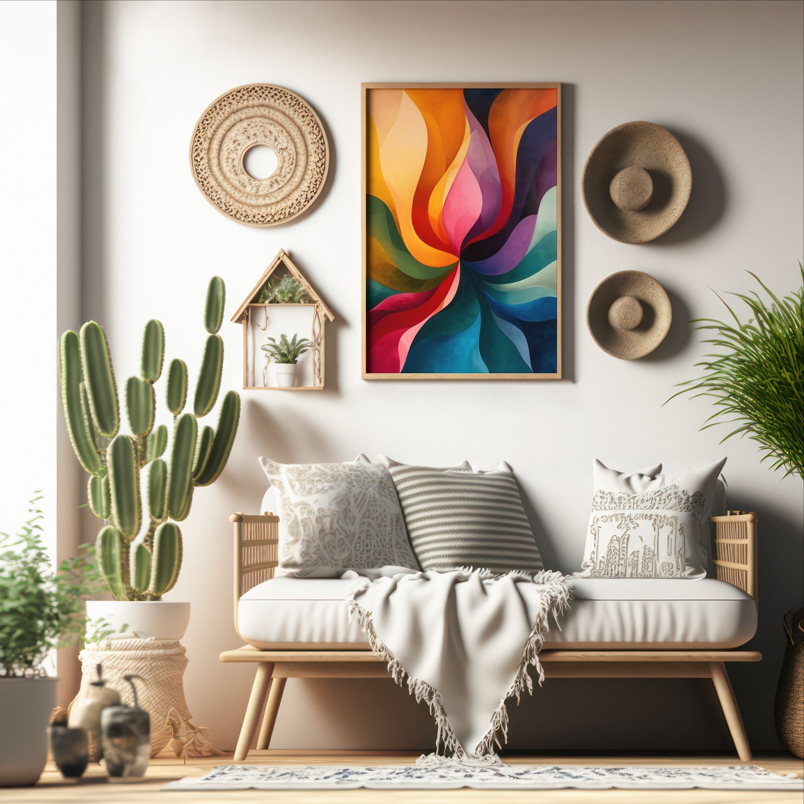 Colorful Expansion shown in a room — boho mockup