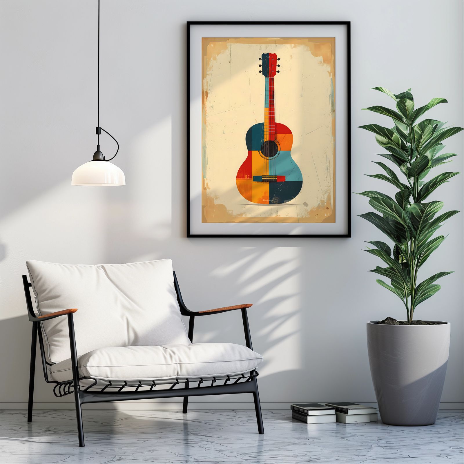 Color Block Guitar shown in a room — room mockup