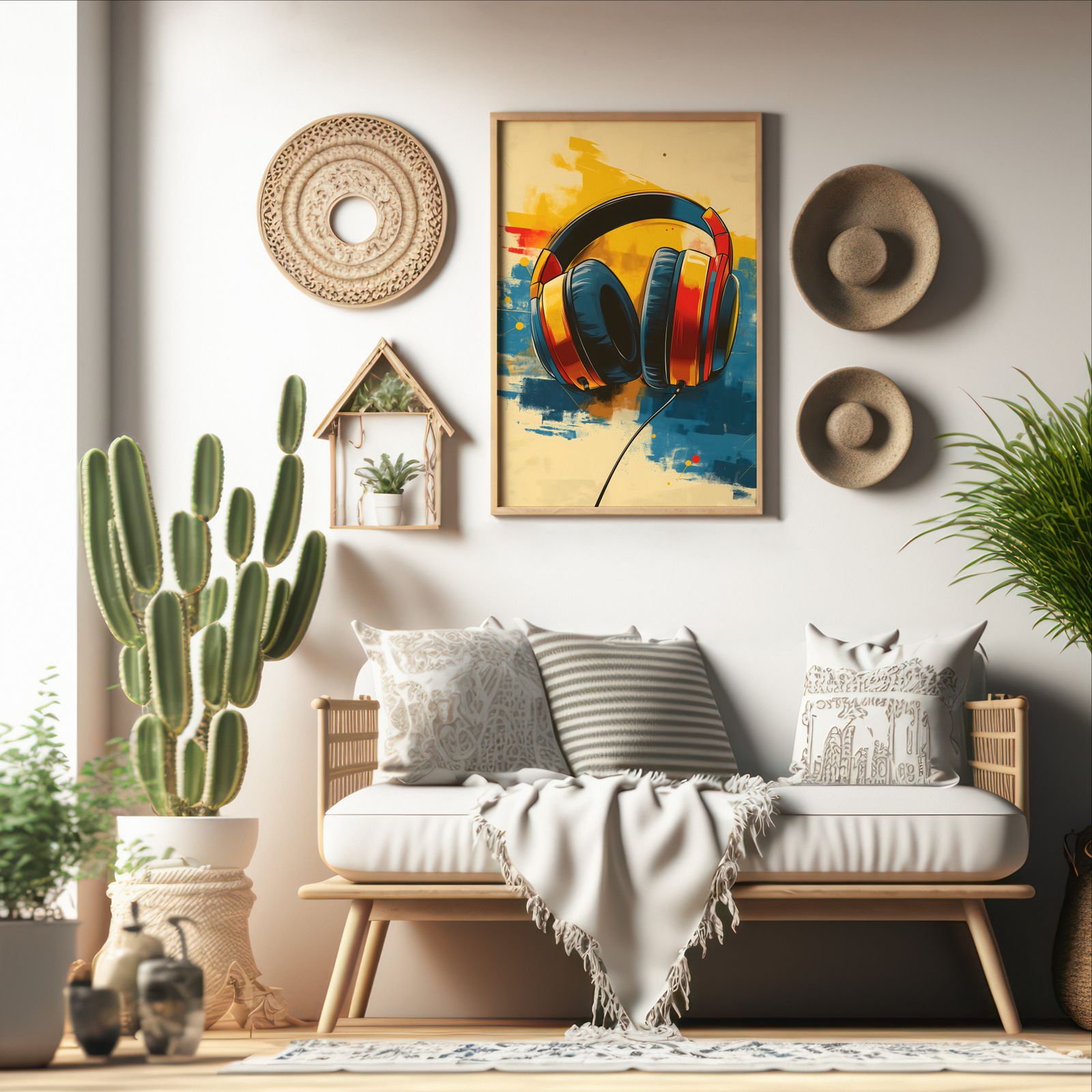 Soundcheck: Headphones shown in a room — boho mockup