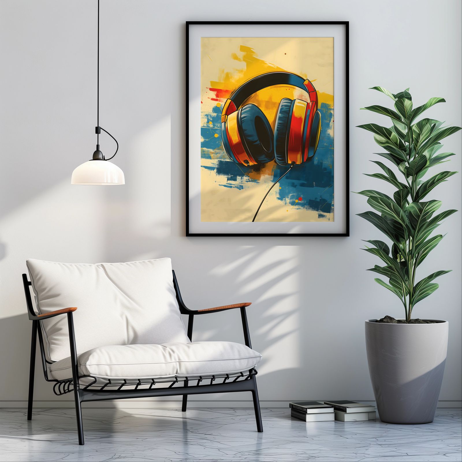 Soundcheck: Headphones shown in a room — room mockup