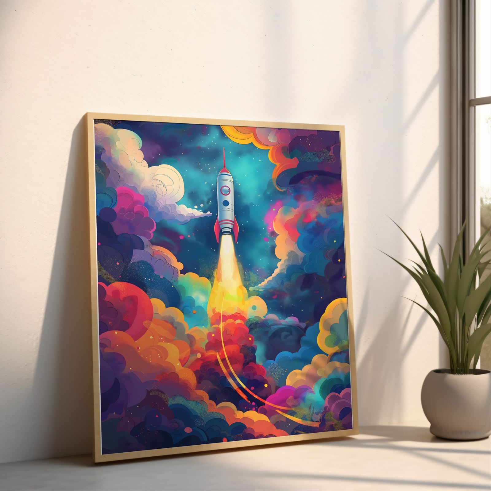 Blast Off shown in a room — angled mockup