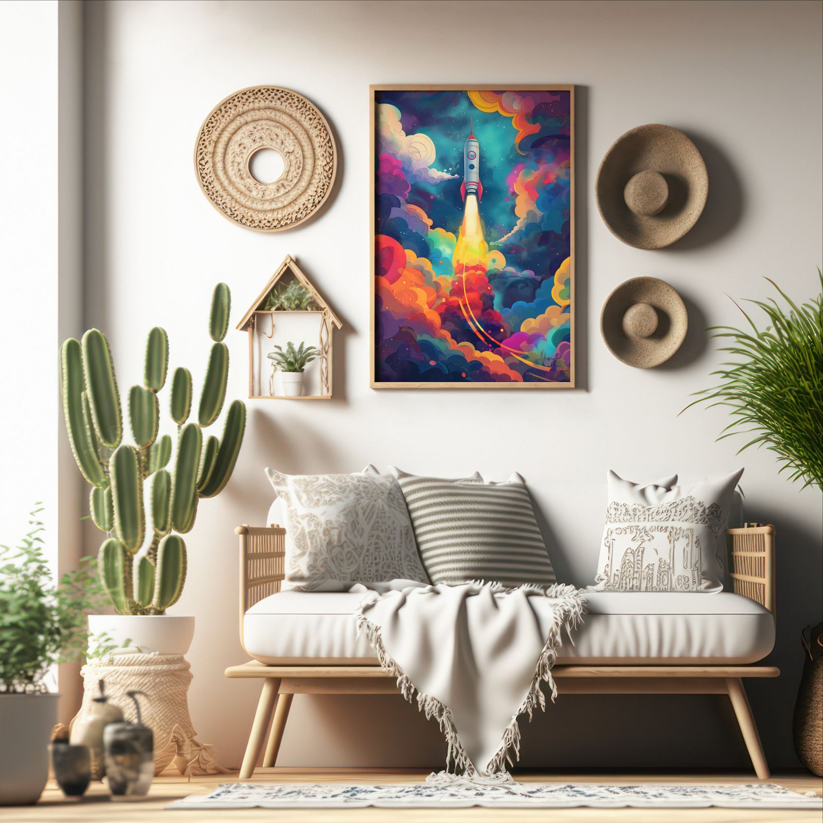 Blast Off shown in a room — boho mockup