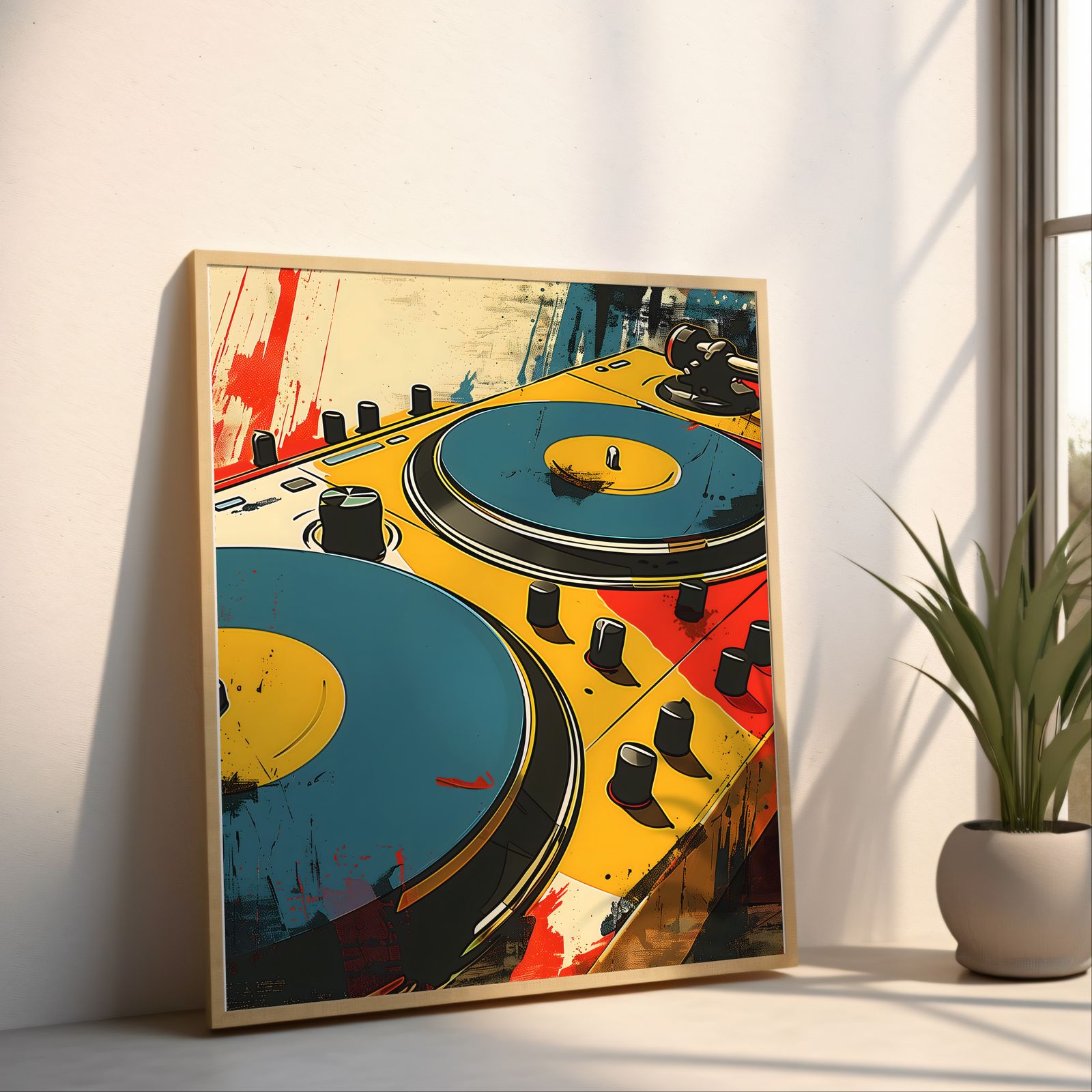 Soundcheck: Turntables shown in a room — angled mockup