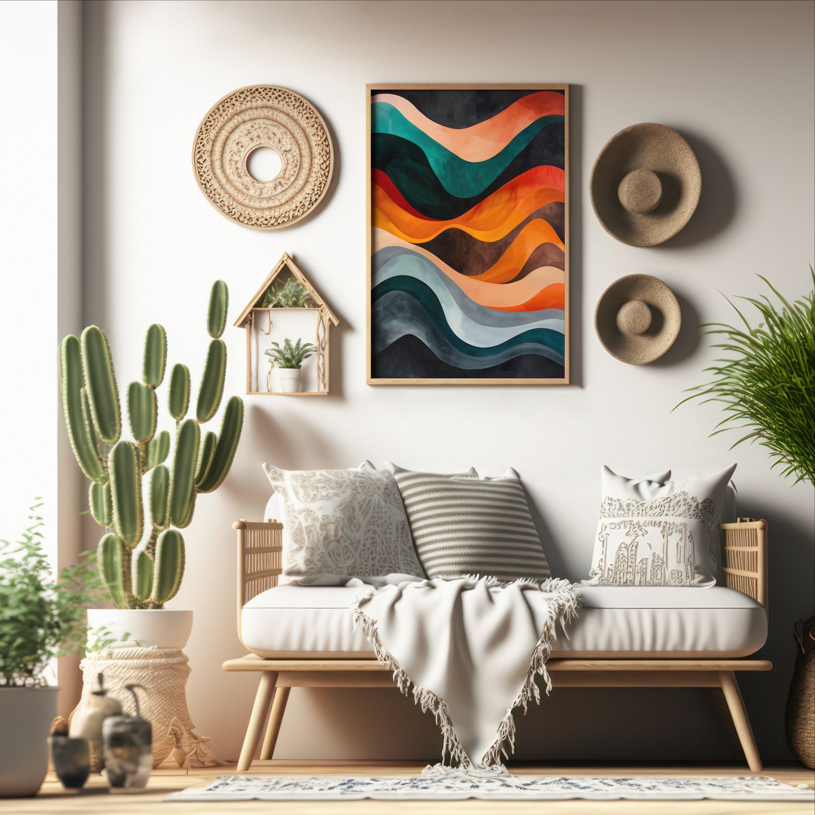 Colors in Motion shown in a room — boho mockup
