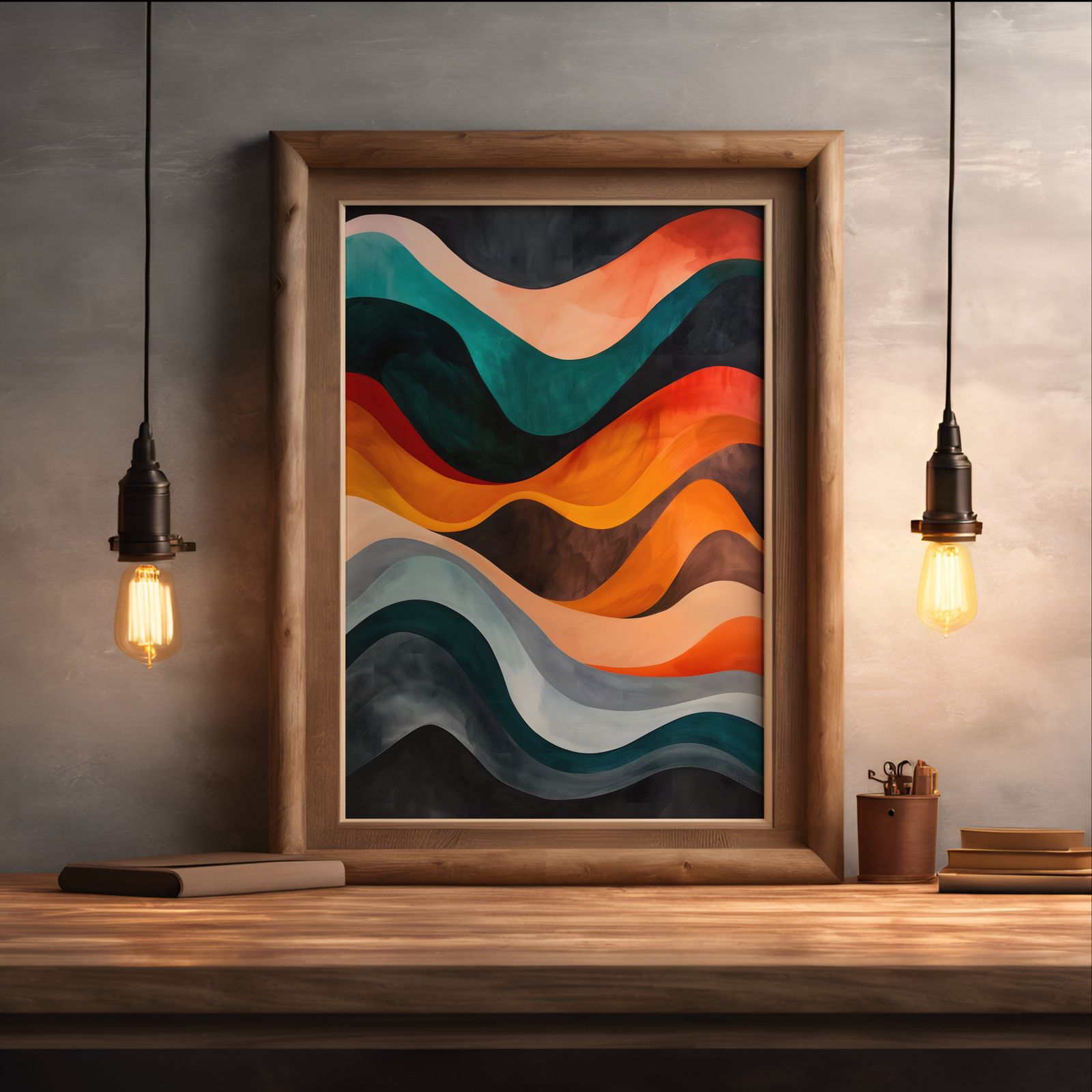 Colors in Motion shown in a room — desk mockup