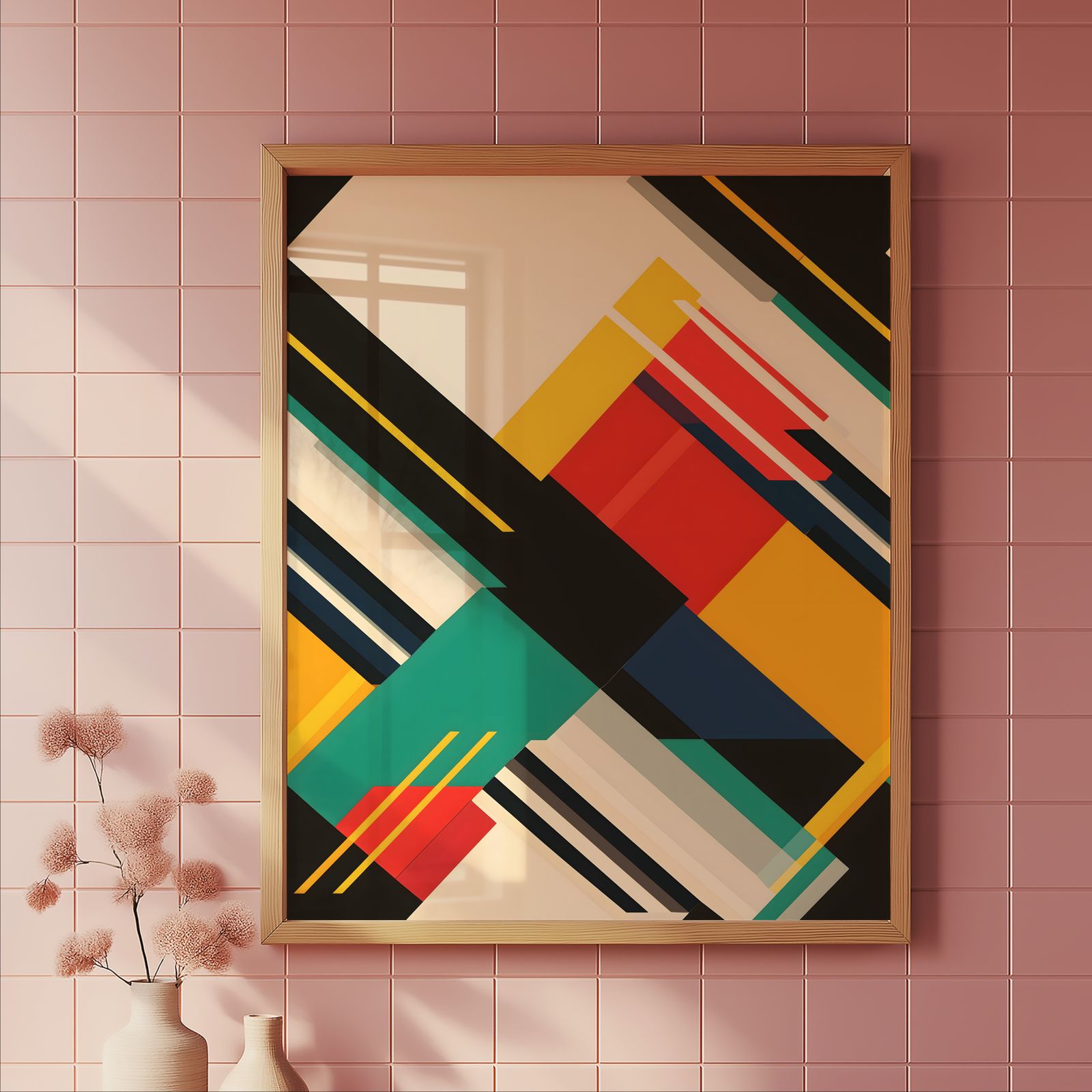 Constructivist Grid shown in a room — tile mockup
