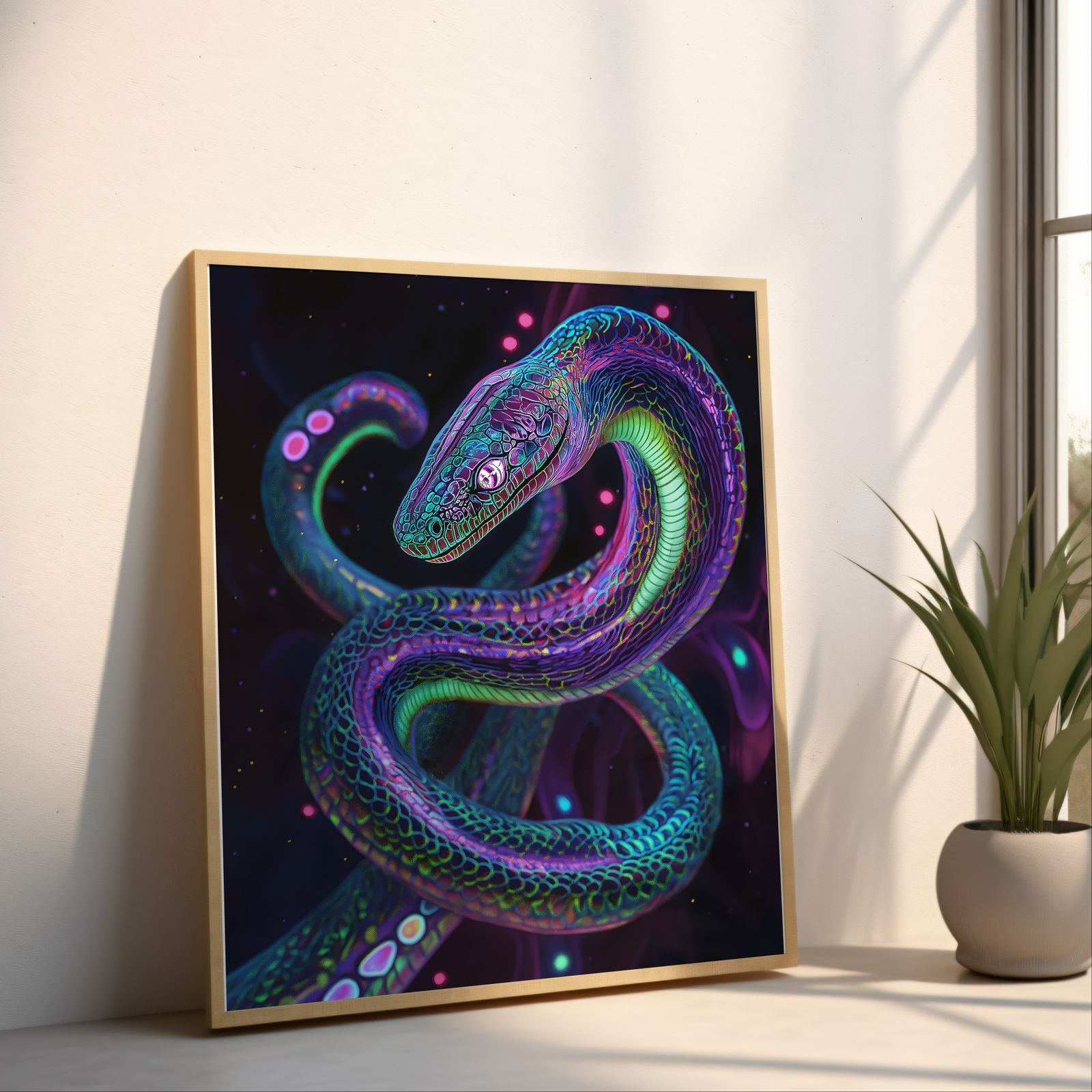 Cosmic Serpent shown in a room — angled mockup