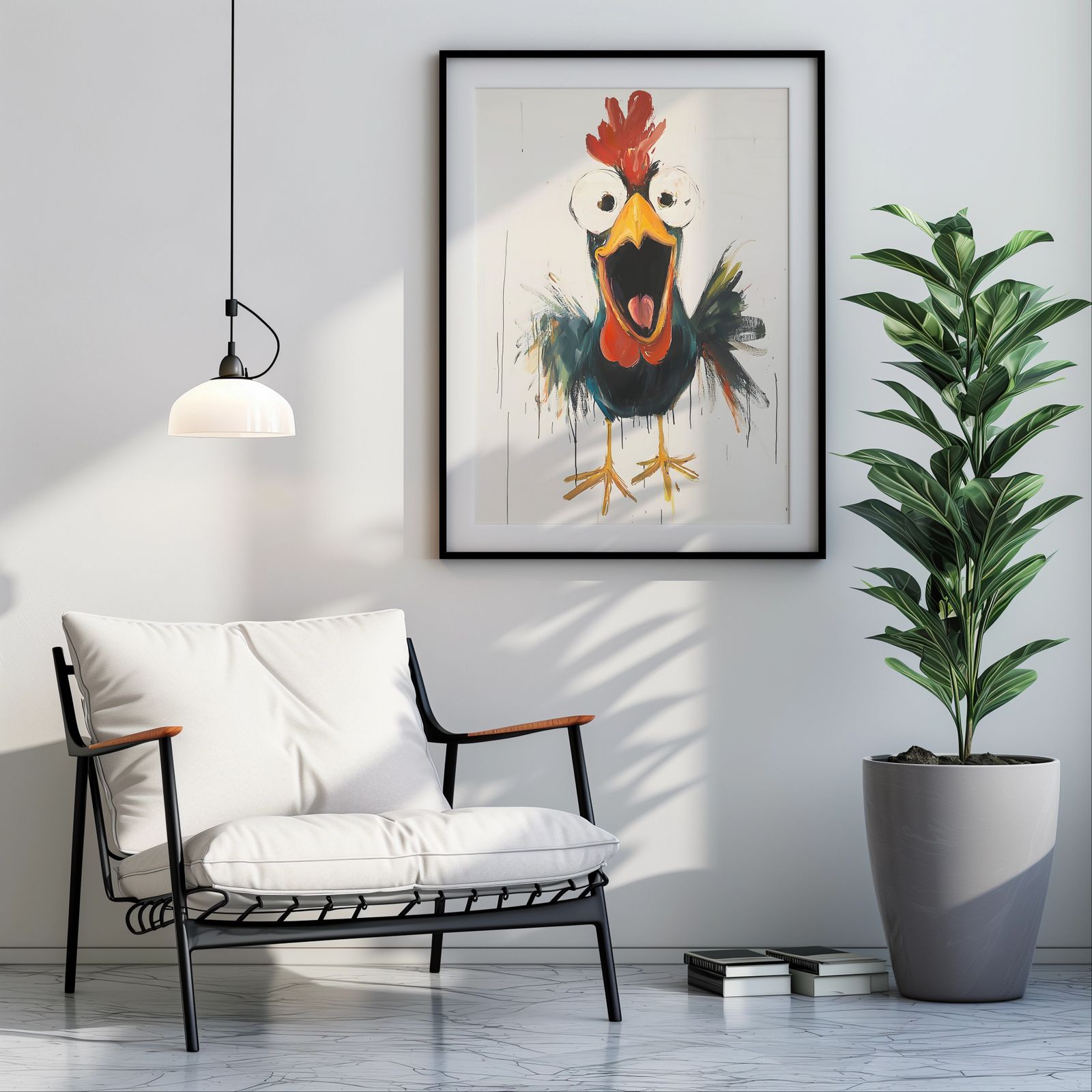 Crazy Rooster shown in a room — room mockup