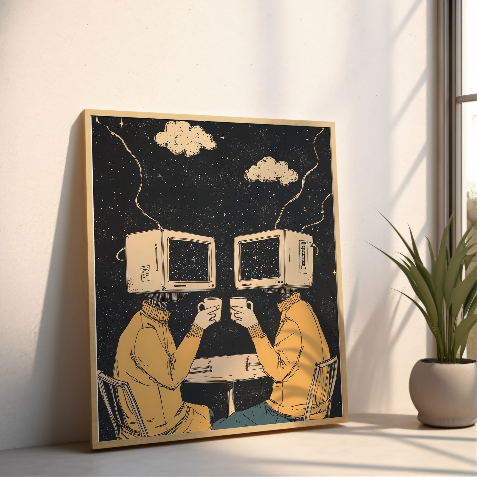 Cyber Café shown in a room — angled mockup