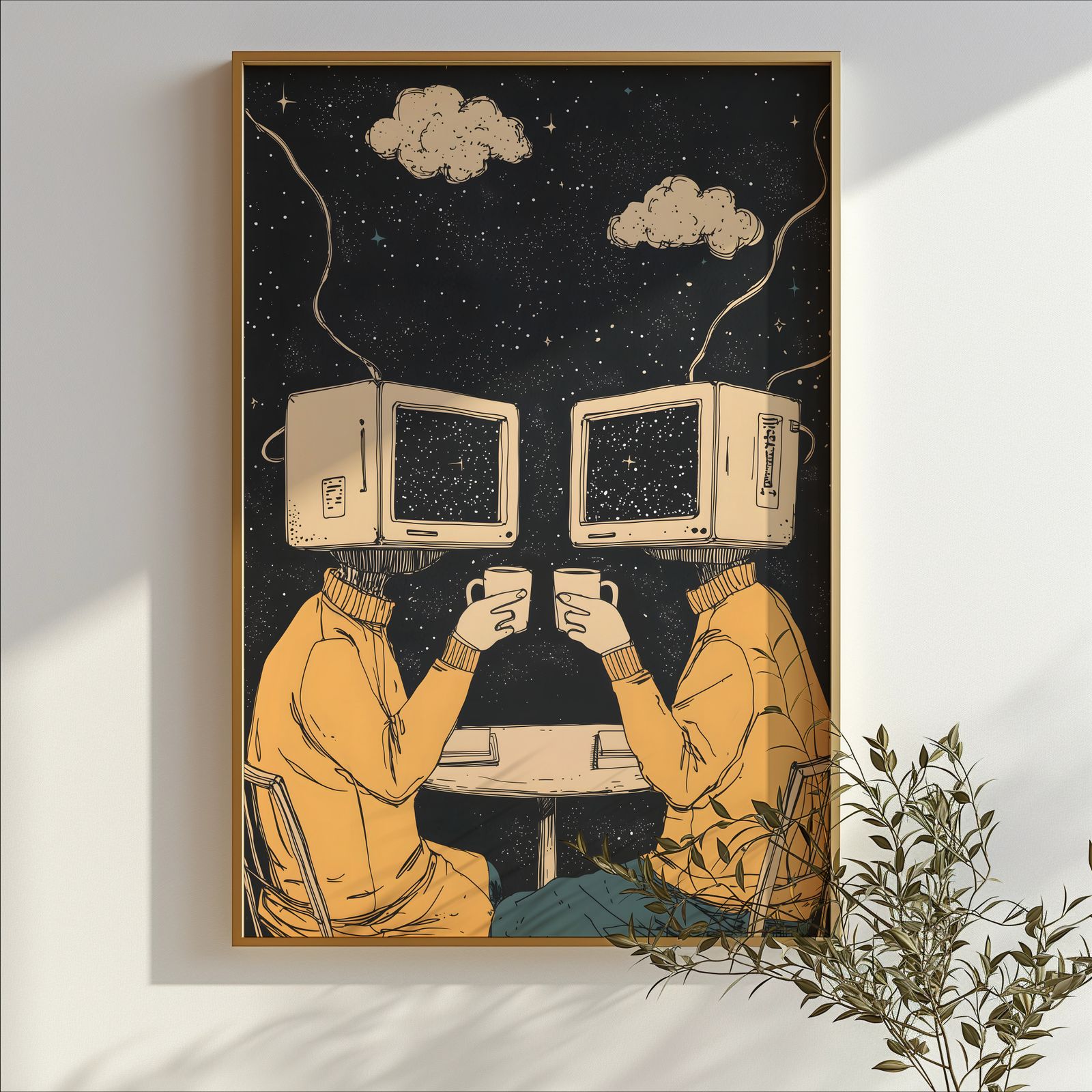 Cyber Café shown in a room — branch mockup