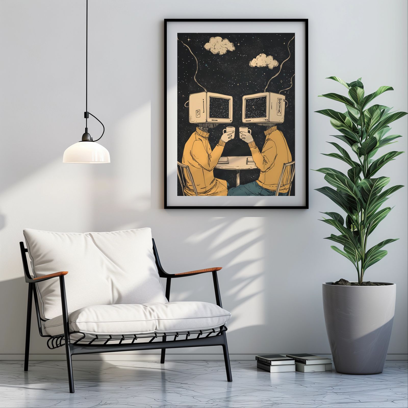 Cyber Café shown in a room — room mockup