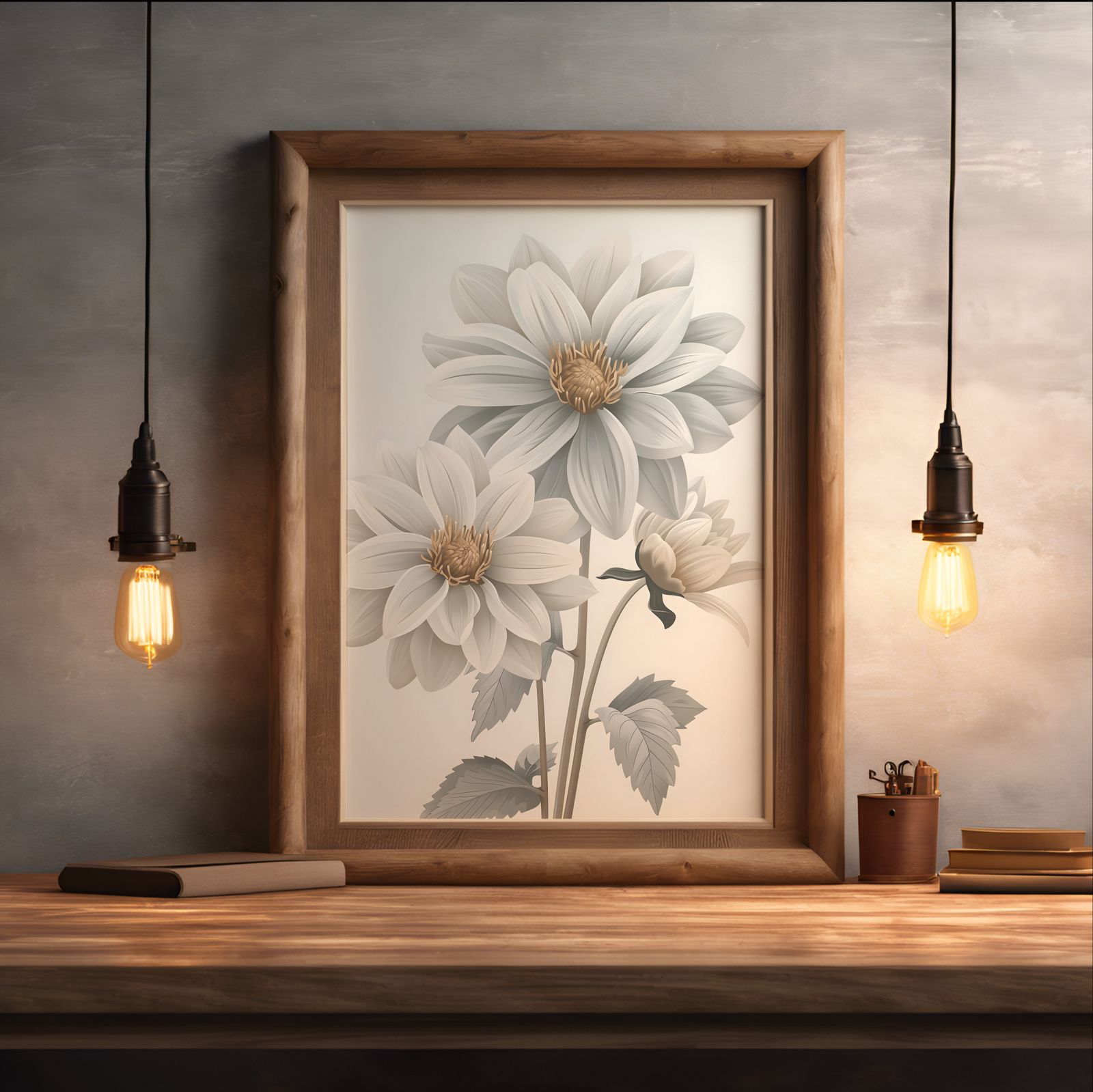 Dahlia Grey shown in a room — desk mockup