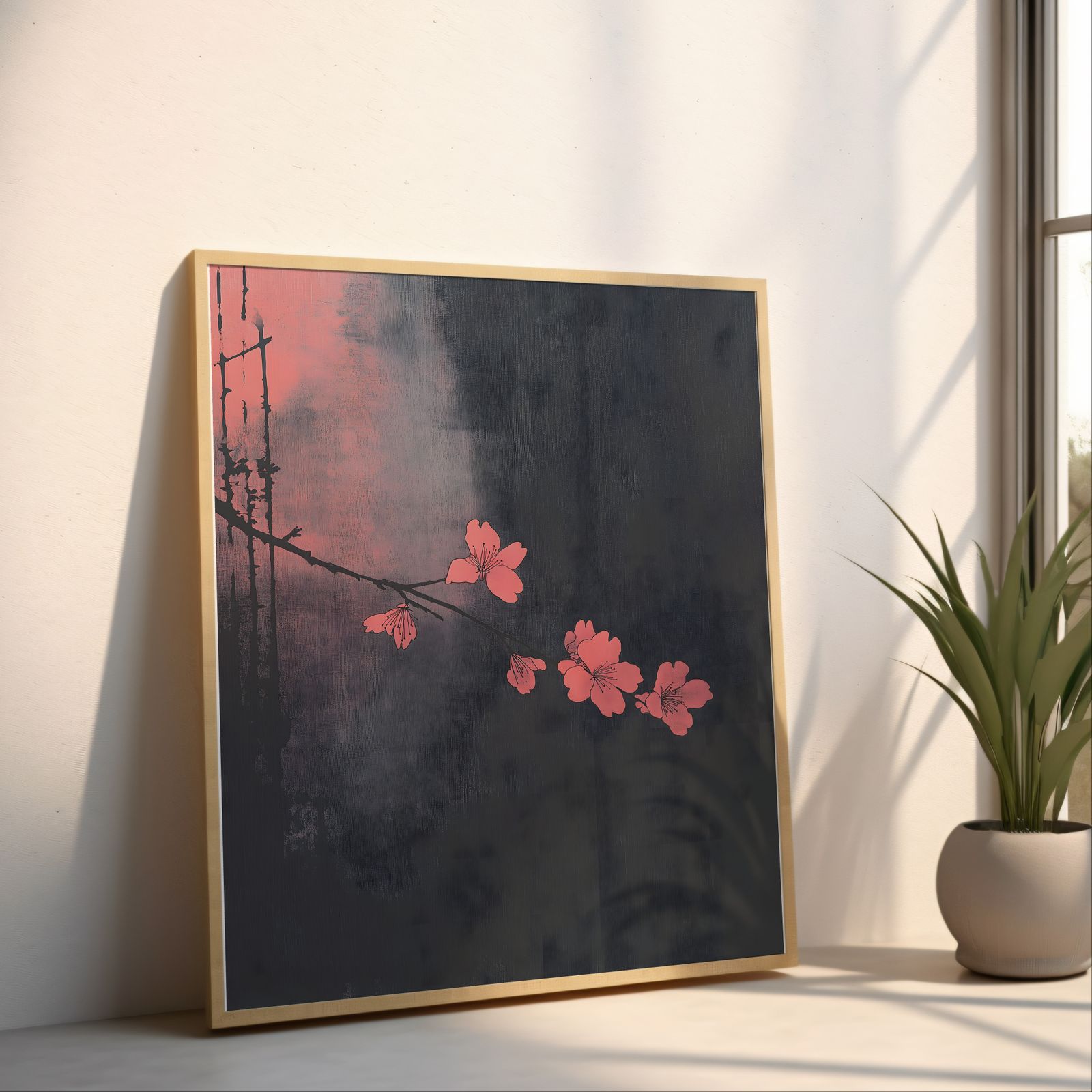 Dark Sakura shown in a room — angled mockup
