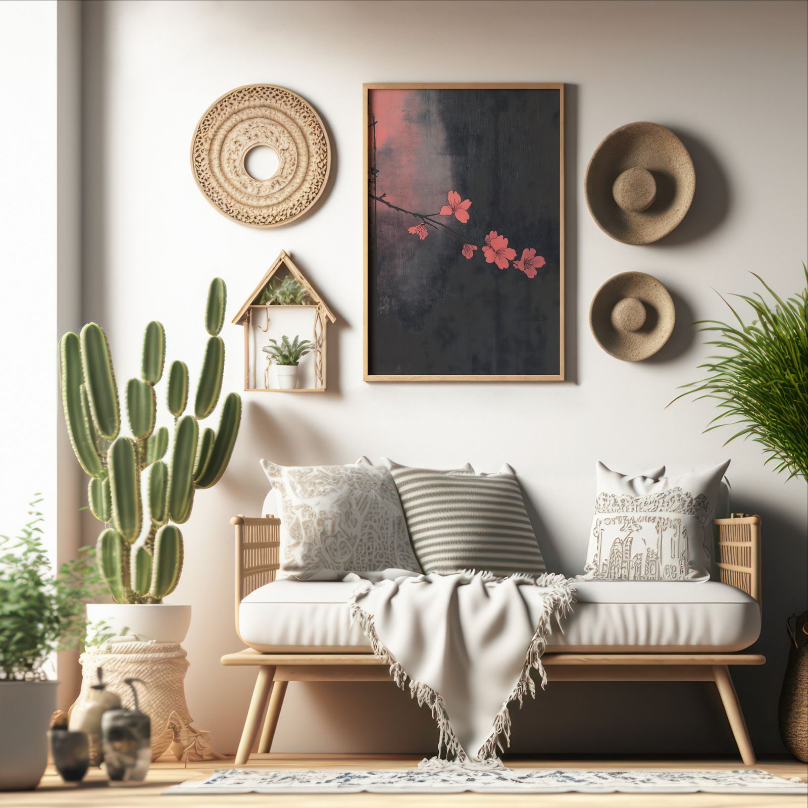 Dark Sakura shown in a room — boho mockup
