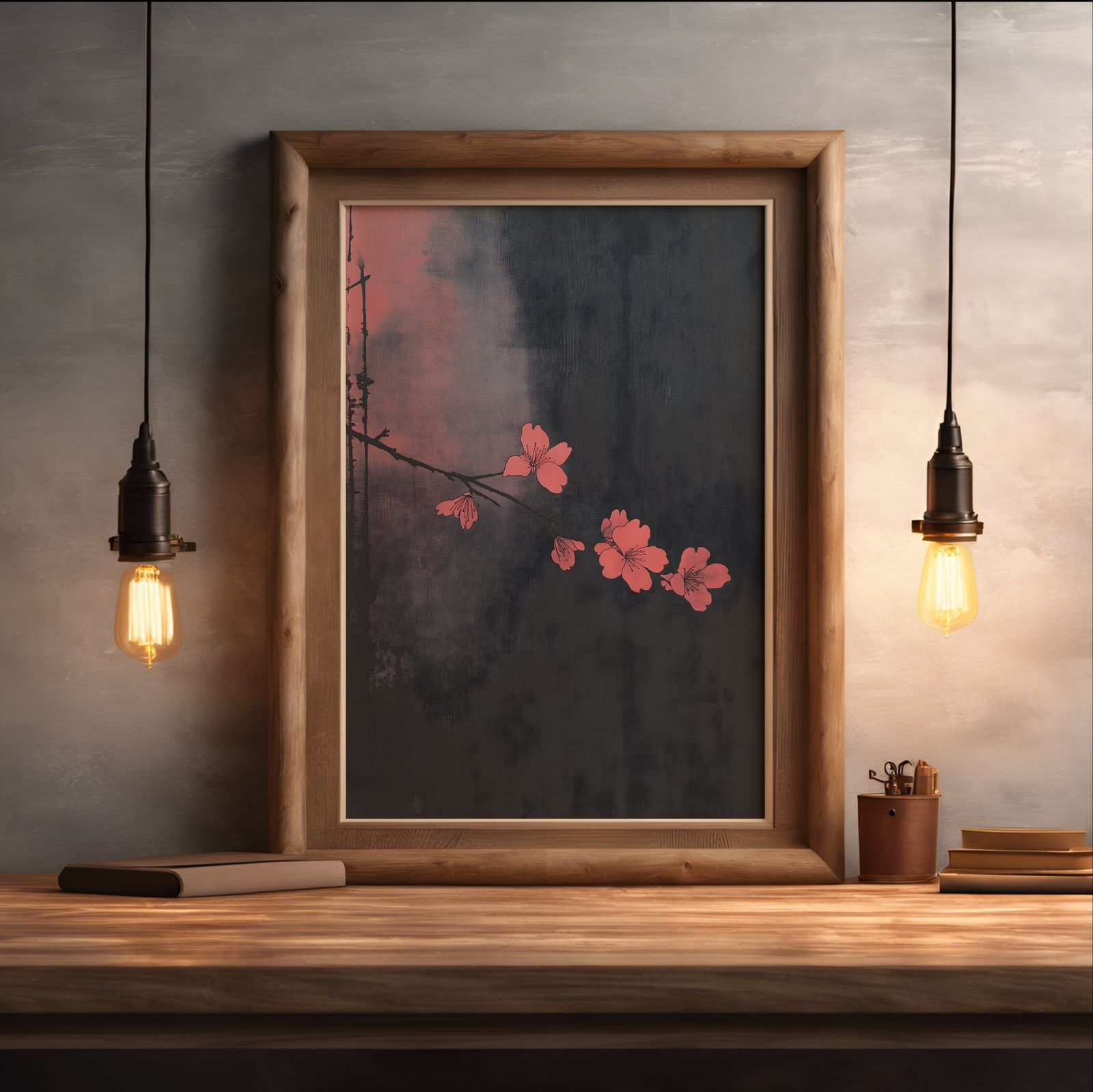 Dark Sakura shown in a room — desk mockup