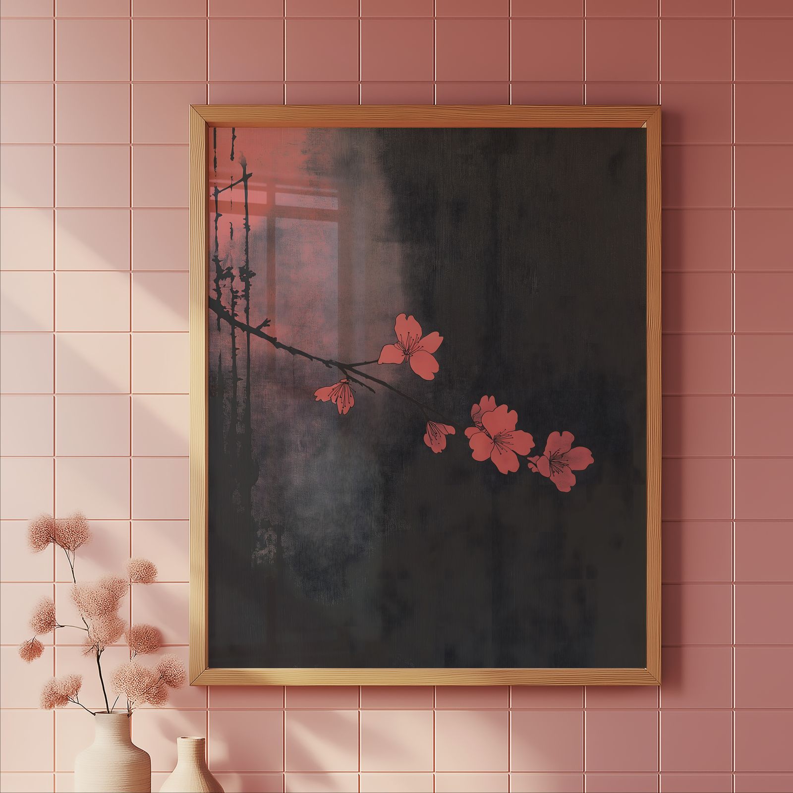 Dark Sakura shown in a room — tile mockup