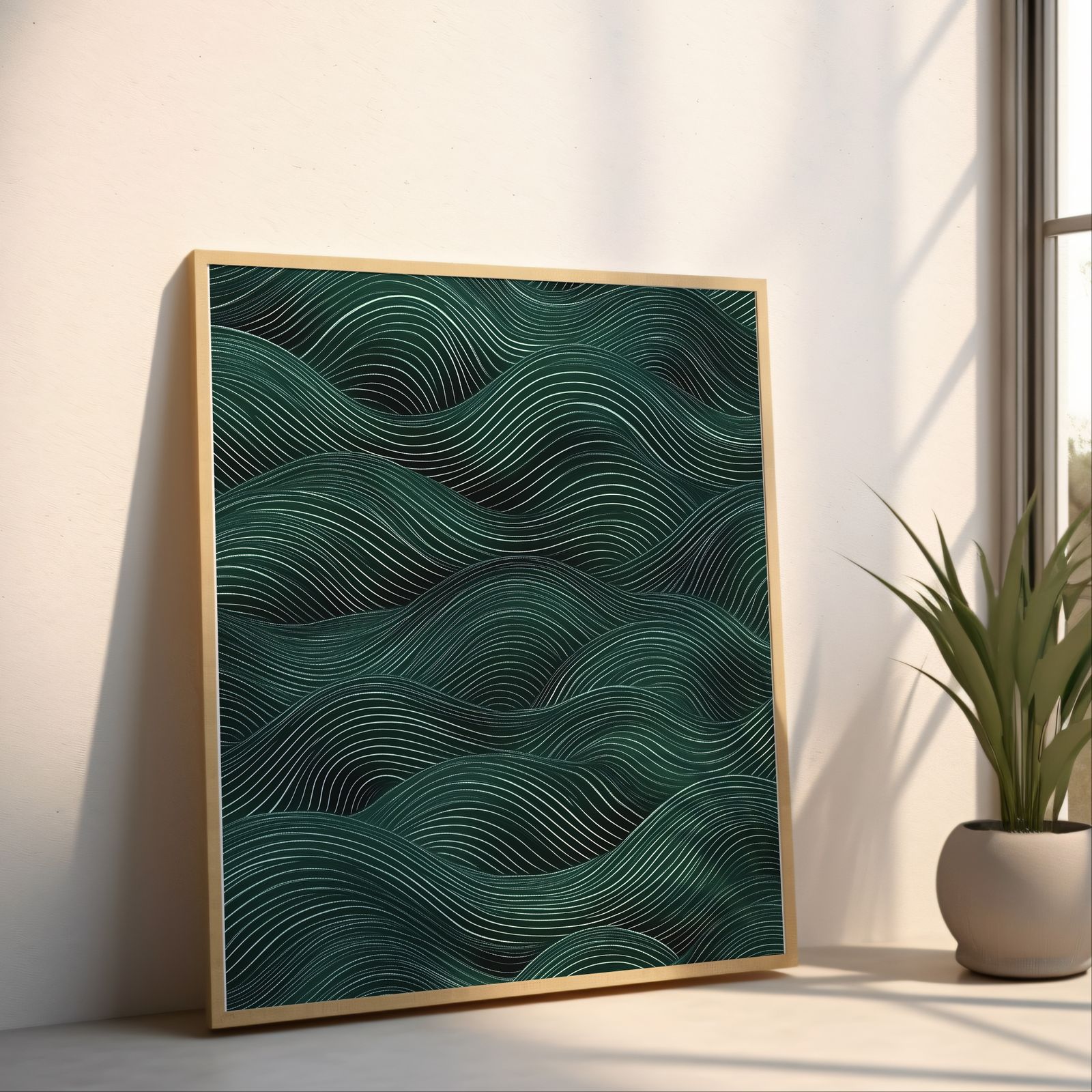 Dark Wave Flow shown in a room — angled mockup