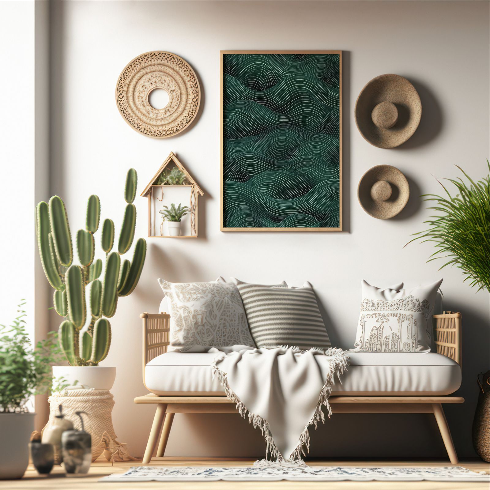 Dark Wave Flow shown in a room — boho mockup