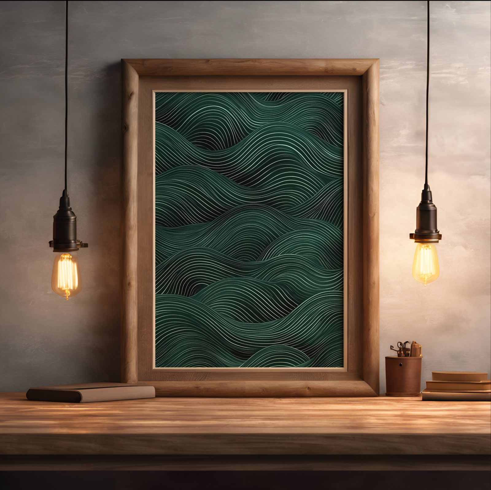 Dark Wave Flow shown in a room — desk mockup