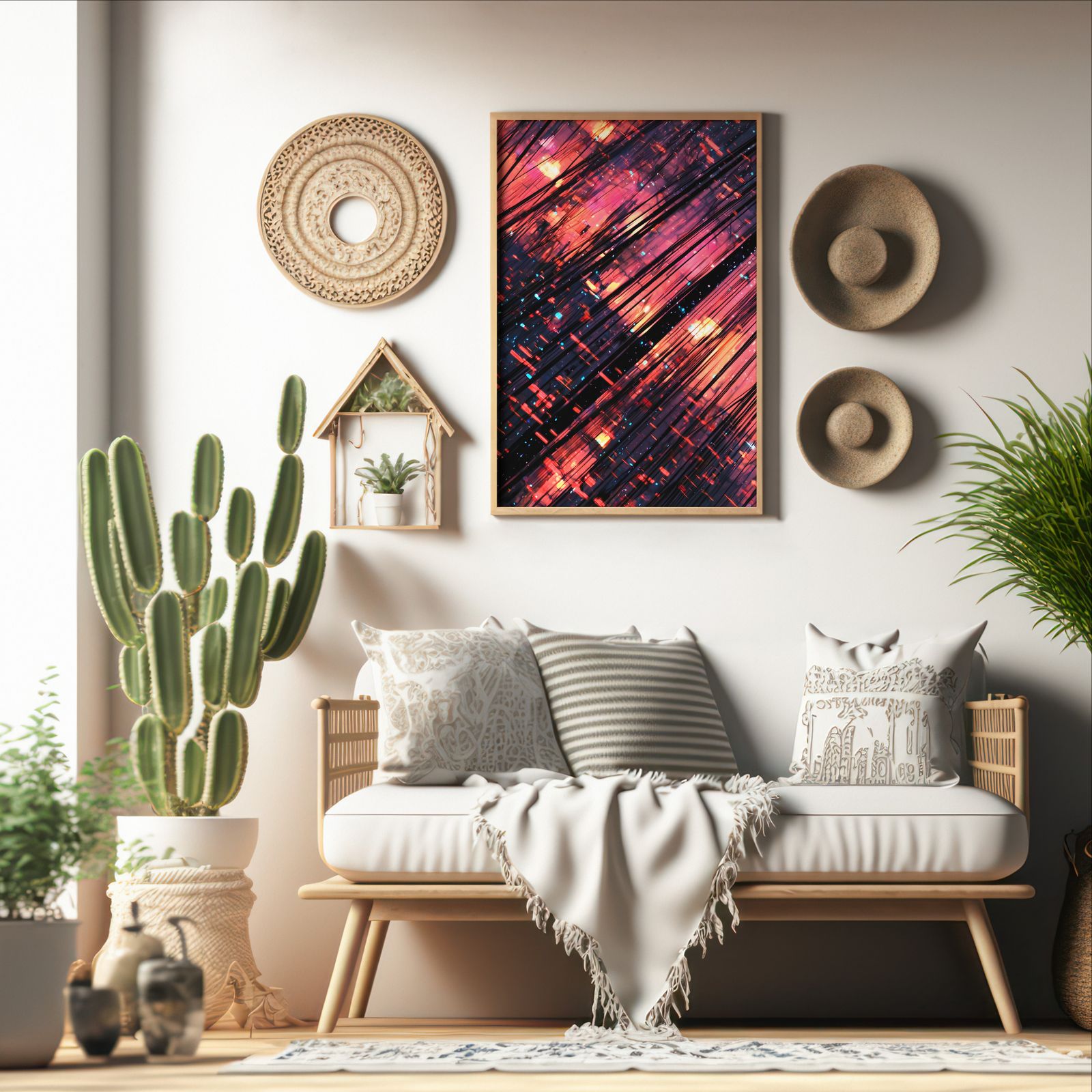 Data Corruption shown in a room — boho mockup