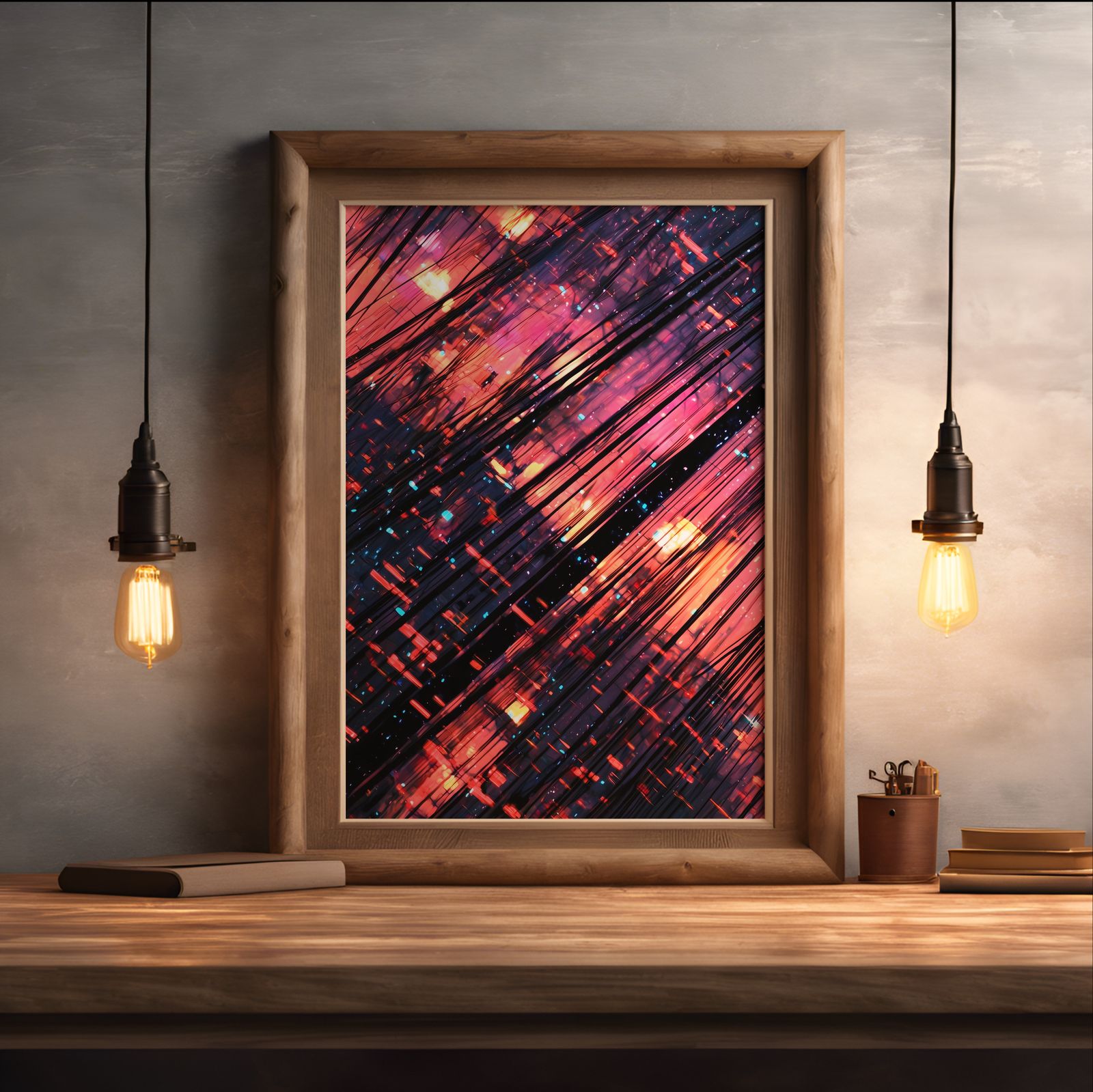 Data Corruption shown in a room — desk mockup